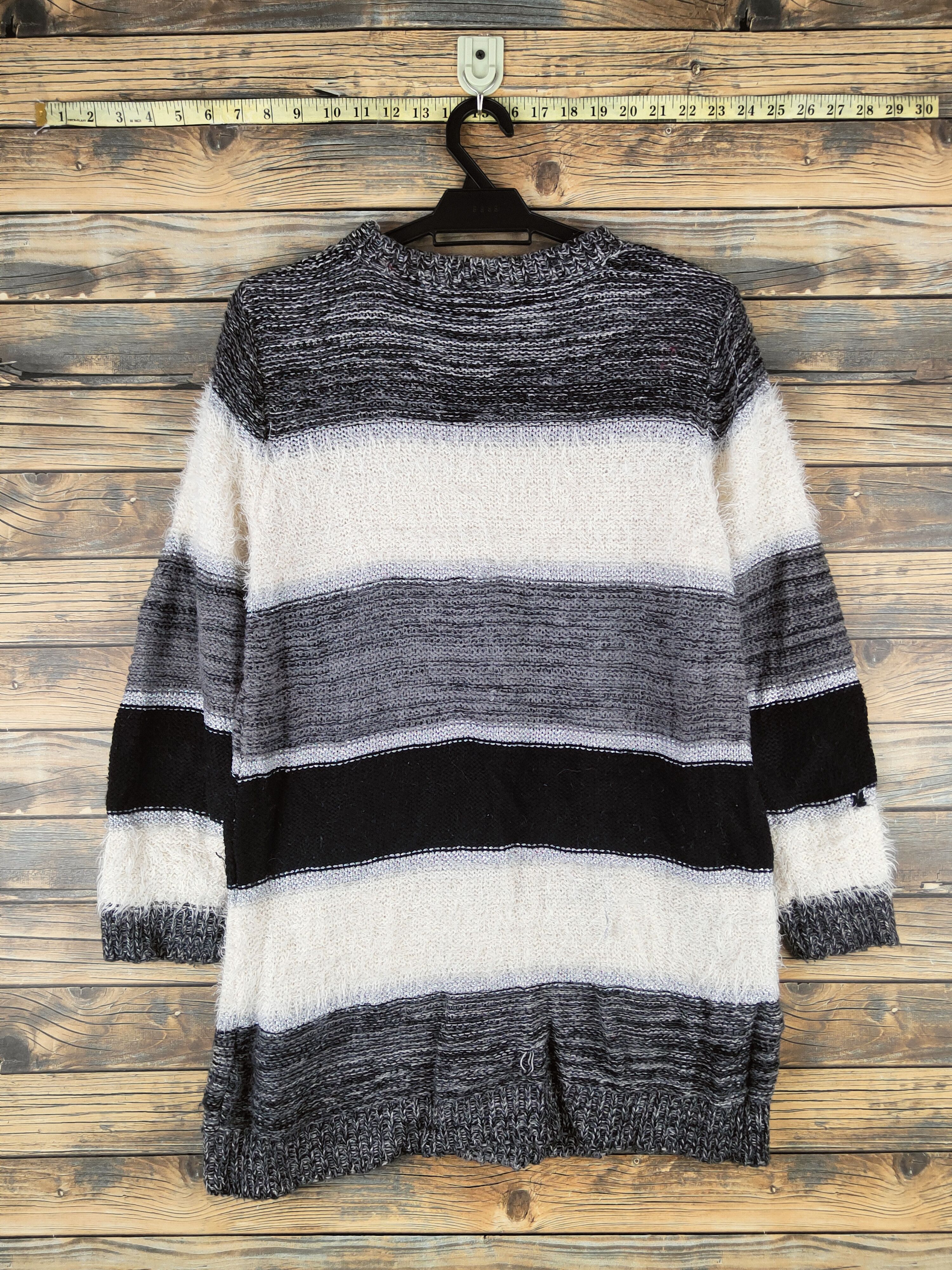Japanese Brand DL HK Works London Black Cream Fur Mohair Knitwear #46-560 Size US S / EU 44-46 / 1 - 7 Thumbnail