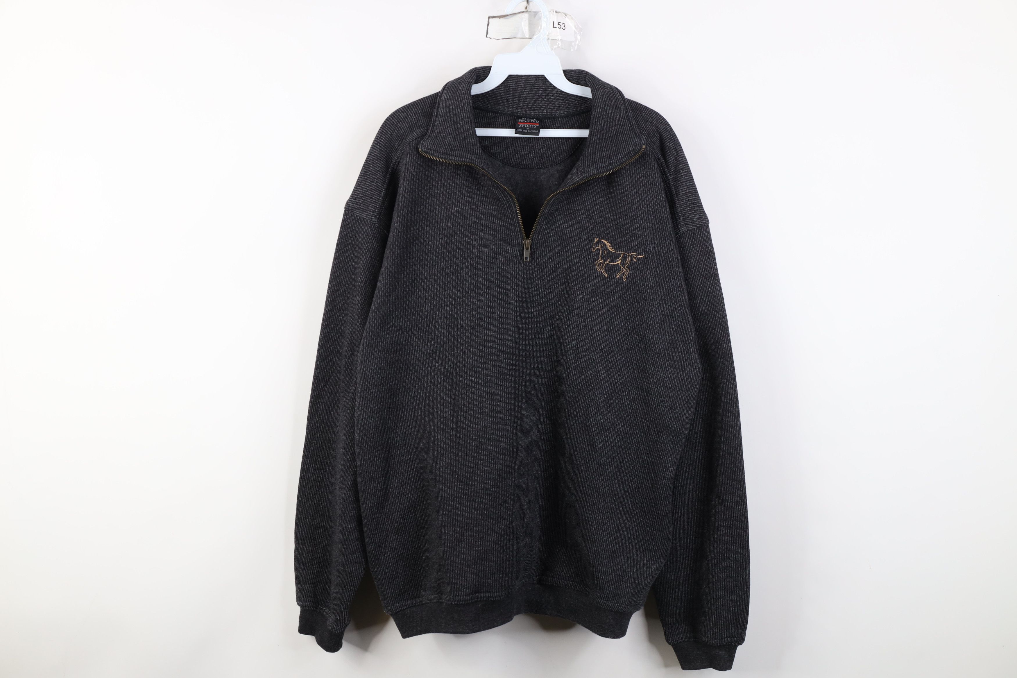 Vintage Vintage 90s Streetwear Horse Equestrian Ribbed Sweatshirt Size US M / EU 48-50 / 2 - 1 Thumbnail