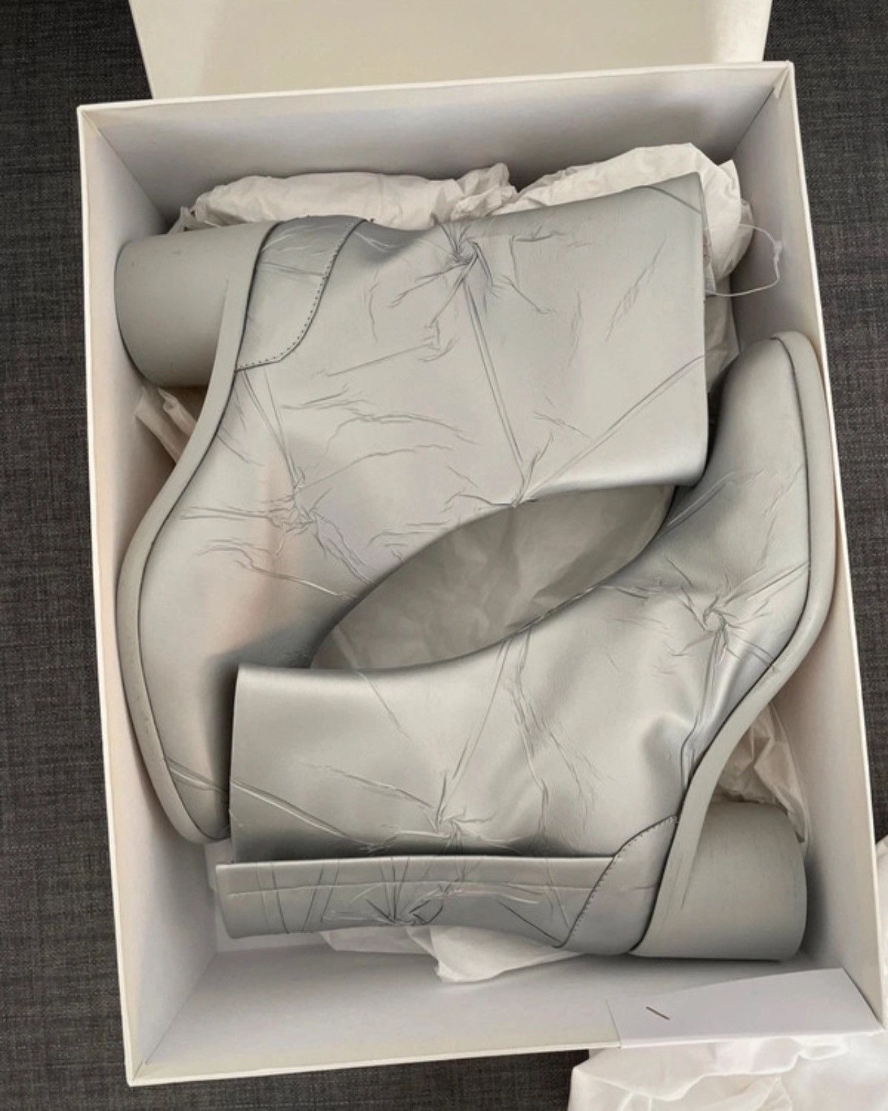 image of Limited Edition Maison Margiela Creased Tabi Boots in Grey, Men's (Size 8)