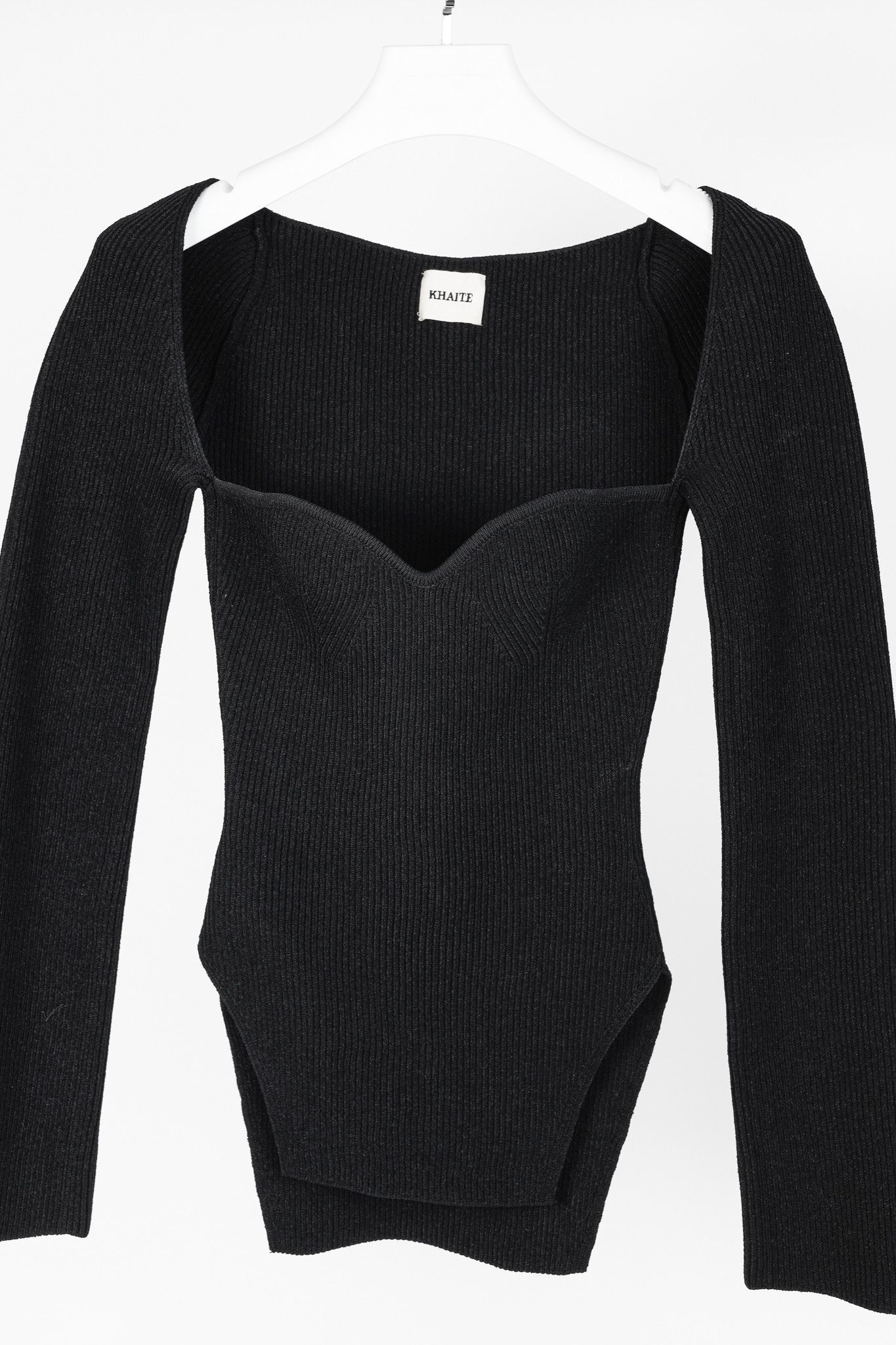 KHAITE KHAITE Maddy Black Ribbed Bustier Sweater Size M / US 6-8 / IT 42-44 - 3 Thumbnail
