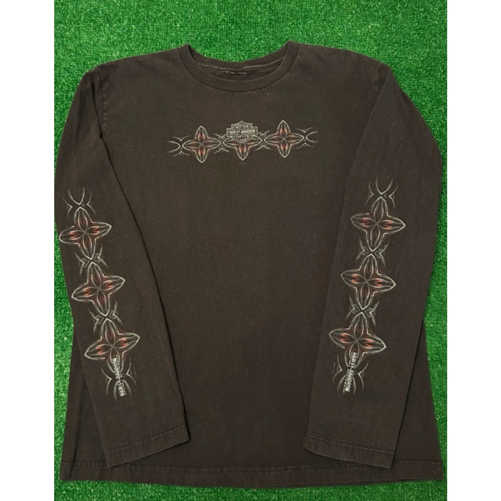 Harley Davidson VINTAGE Harley-Davidson Long Sleeve Shirt Biker Logo 90s Y2K Hit Sleeve Size L Mens Black Size US L / EU 52-54 / 3 - 4 Thumbnail