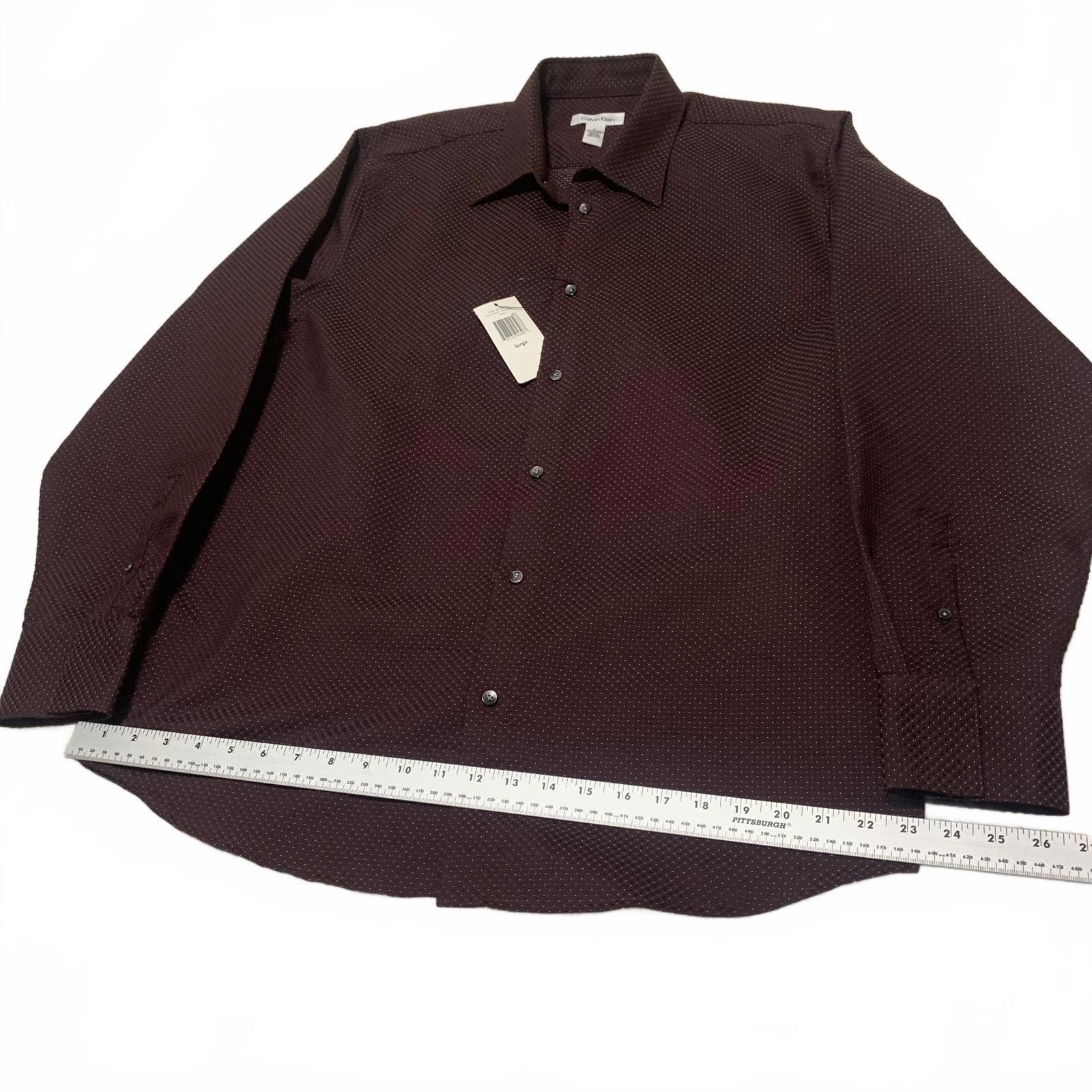 Calvin Klein VTG 90s Calvin Klein Burgundy Polka Dot Dress Shirt Size US L / EU 52-54 / 3 - 5 Thumbnail