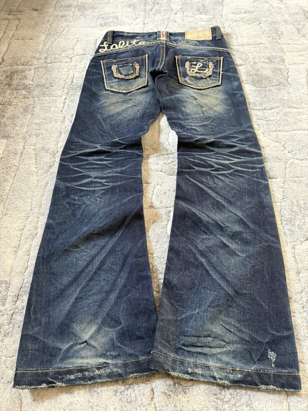 If Six Was Nine Lolita Concert Club Shadow Mud Wash Studded Flared Jeans Size US 30 / EU 46 - 2 Thumbnail