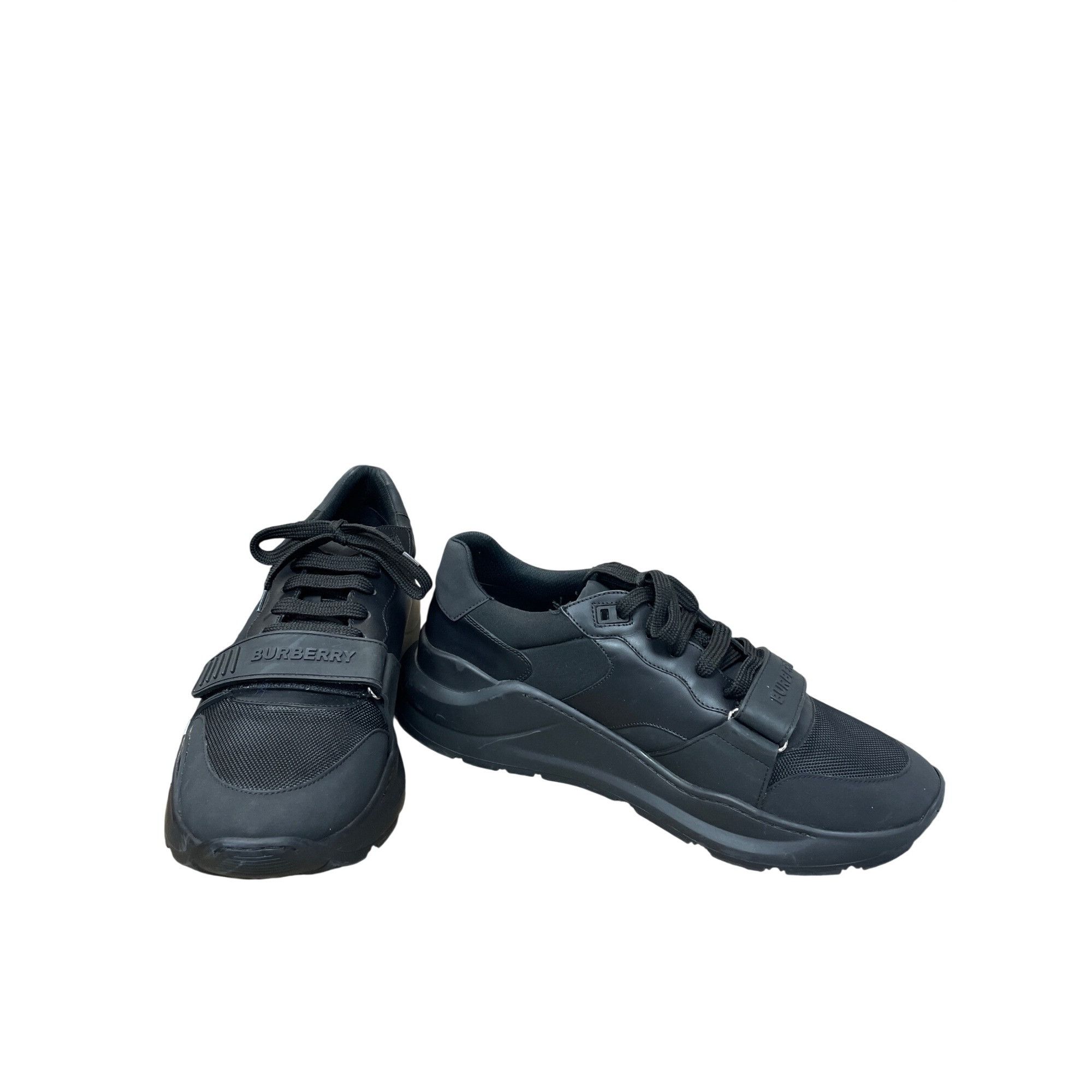 Burberry Burberry Auth Mens Black Kingdom Leather Hook loop Mesh Snea Size US 13 / EU 46 - 1 Thumbnail