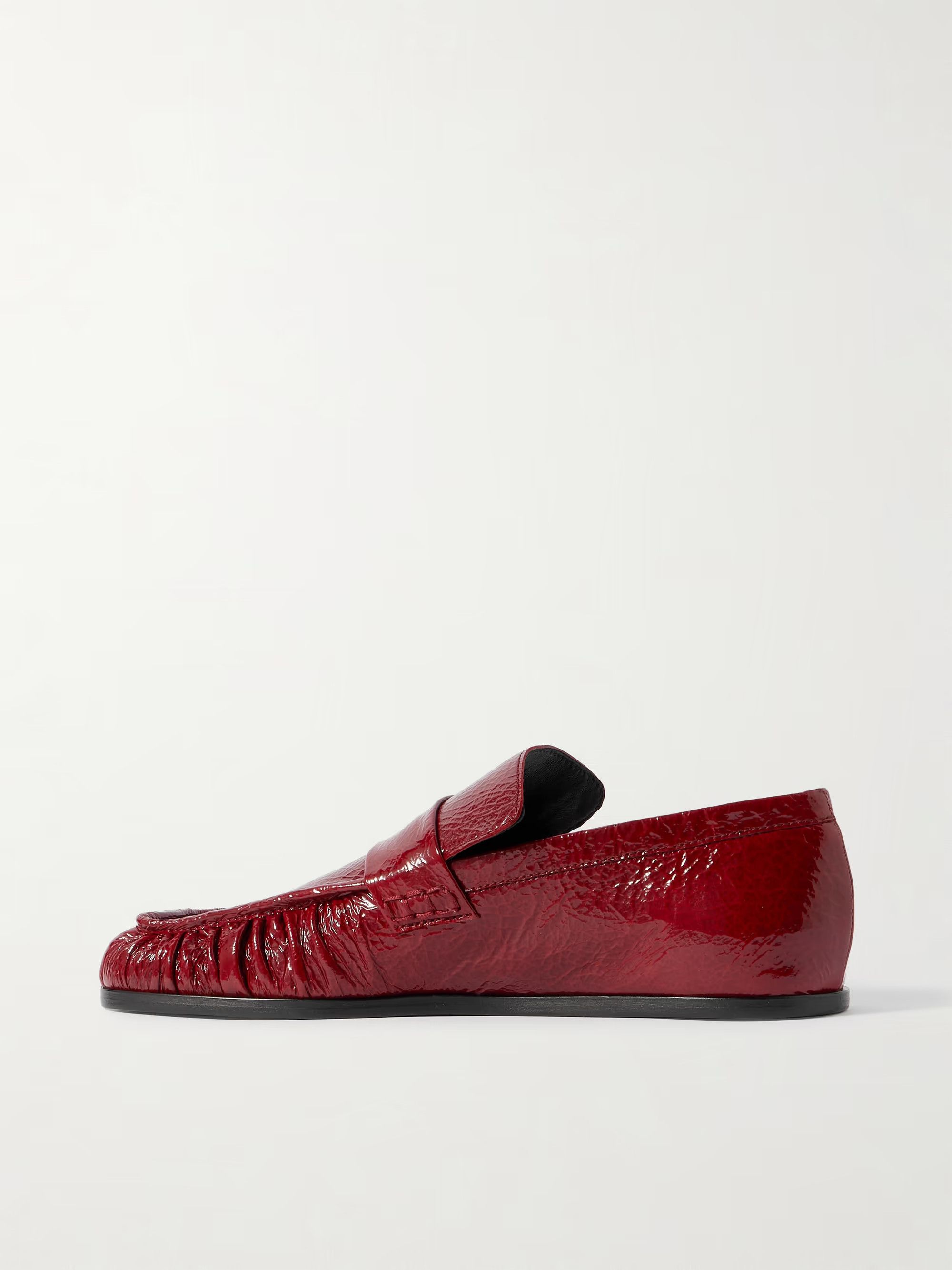 Jil Sander o1loc1c0426 Crinkled Glossed Leather Loafers in Red Size US 9 / IT 39 - 2 Thumbnail