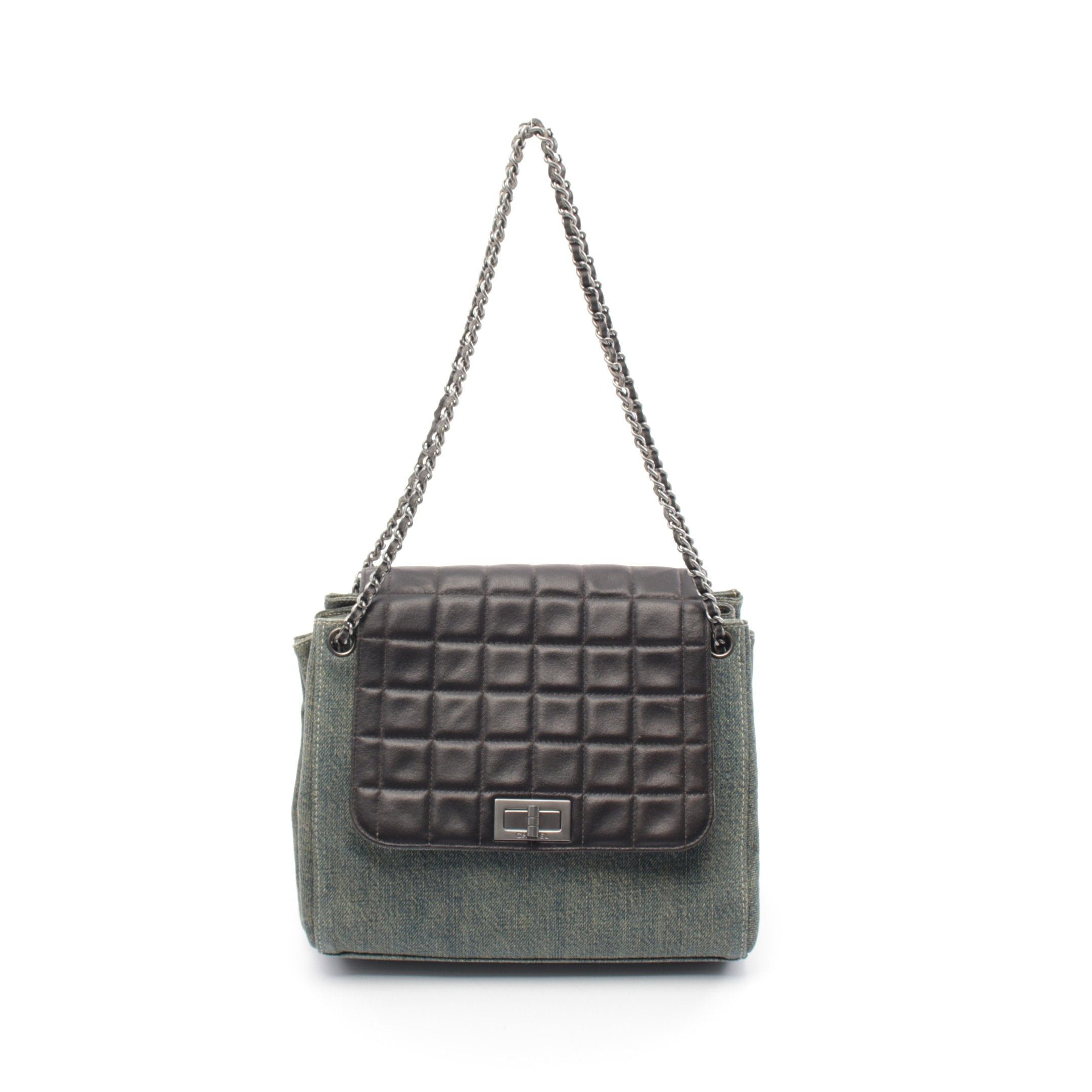 Chanel Chanel 2.55 Chocolate Bar Chain Shoulder Bag Lambskin Denim Blue Black Silver Hardware Size ONE SIZE - 1 Thumbnail