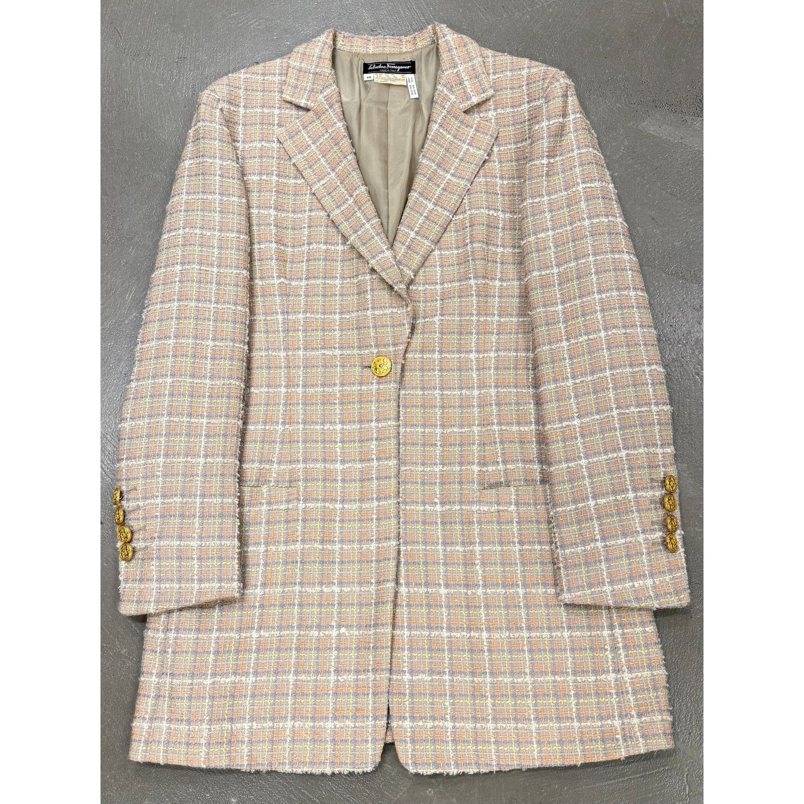 Salvatore Ferragamo 1990s Salvatore Ferragamo checked wool coat Size L / US 10 / IT 46 - 1 Thumbnail
