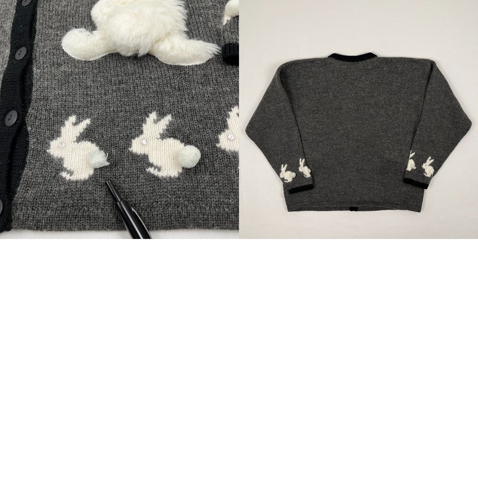Vintage VTG Rene Derhy Cardigan Womens M / L Gray Bunny Rabbit Wool Blend Parisian Boho Cardigan Womens Regular Knit Style Size L / US 10 / IT 46 - 8 Thumbnail
