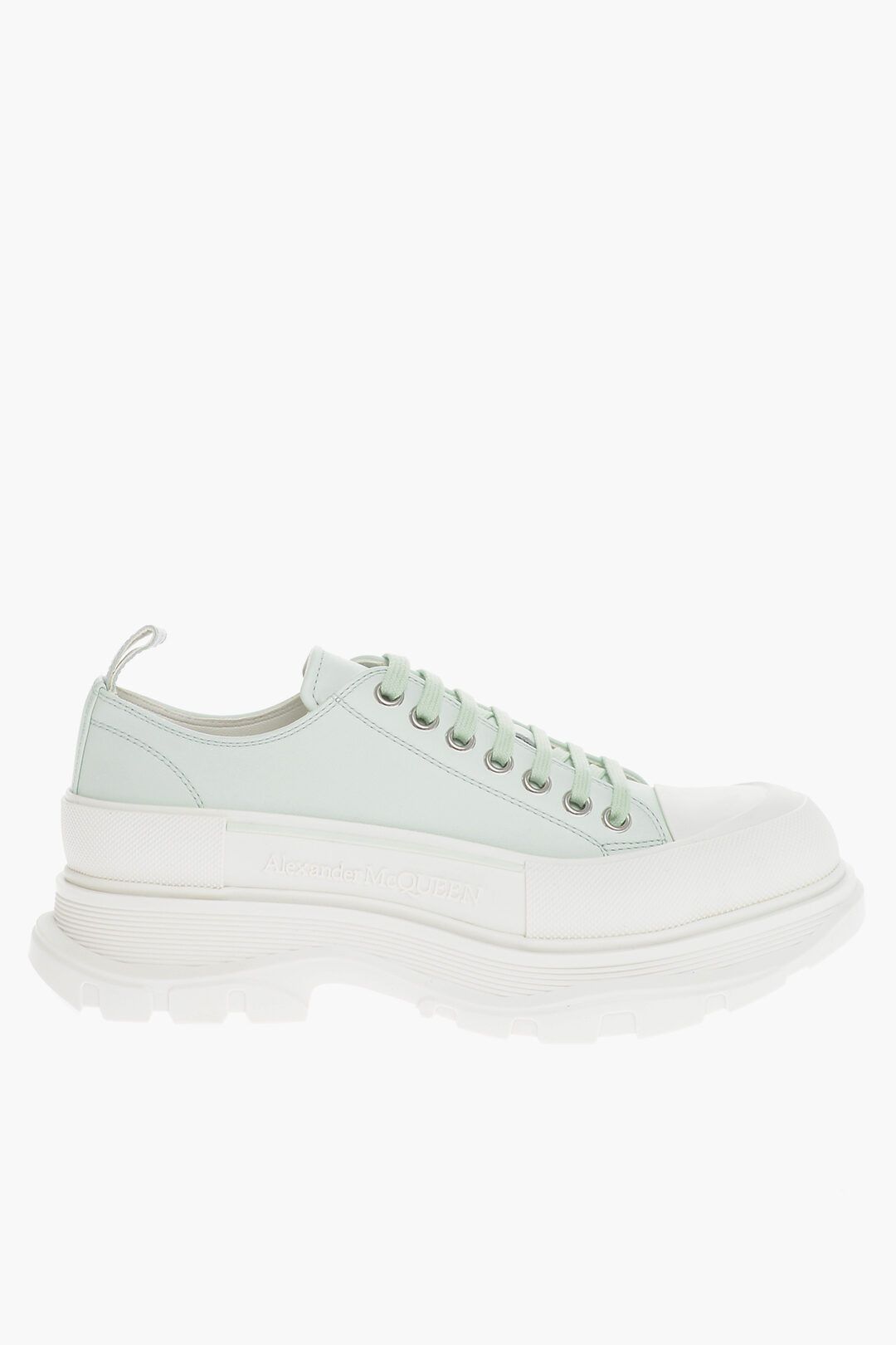 image of Alexander Mcqueen Og1Mm0423 Leather Low-Top Sneakers In Green White, Men's (Size 9)