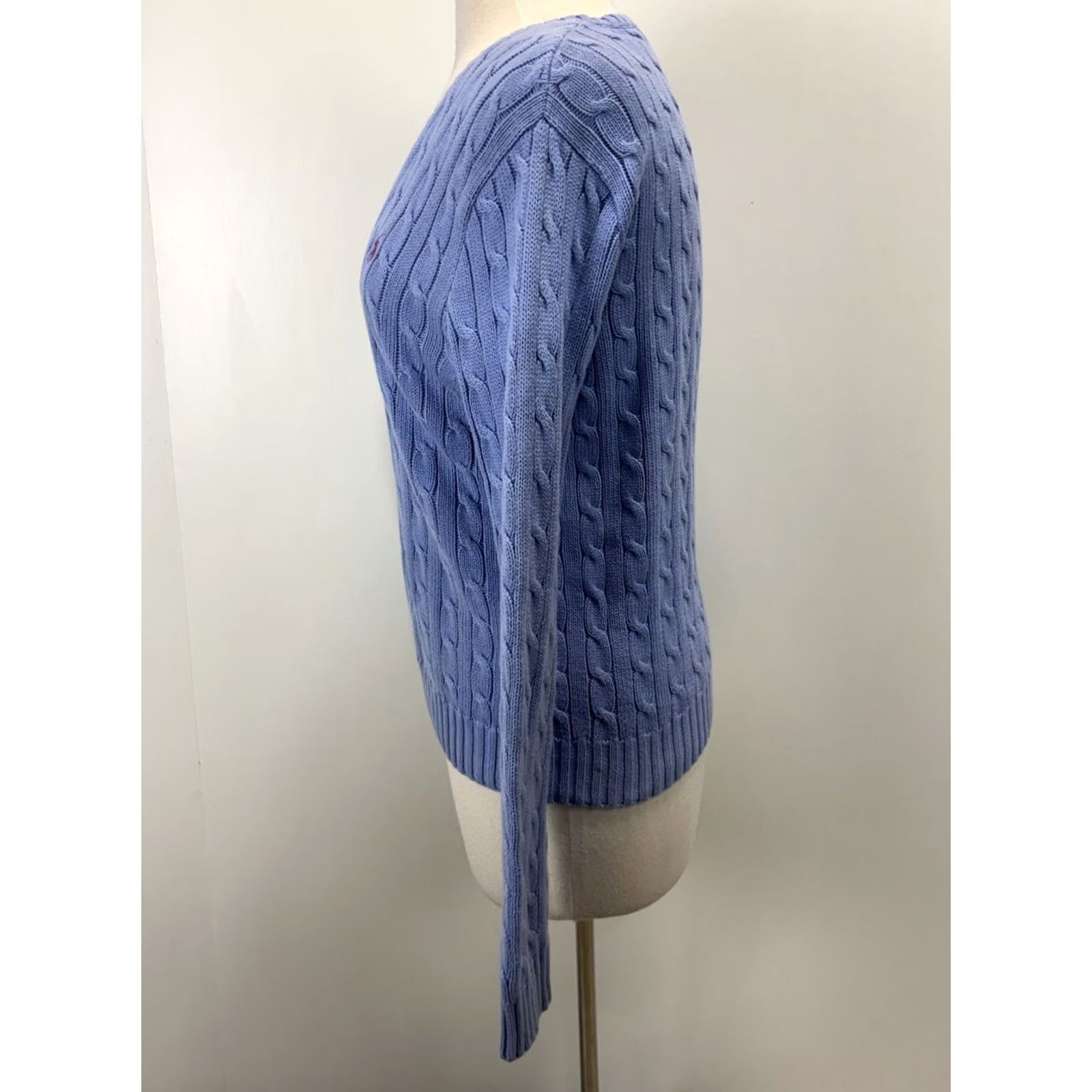 Ralph Lauren VINTAGE Ralph Lauren Sport Cableknit Sweater Women’s XL Blue Pony Logo Vneck Preppy Womens XL Blue Pony Logo V-Neck Pullover Cotton Knit Cable-Knit Size XL / US 12-14 / IT 48-50 - 2 Thumbnail