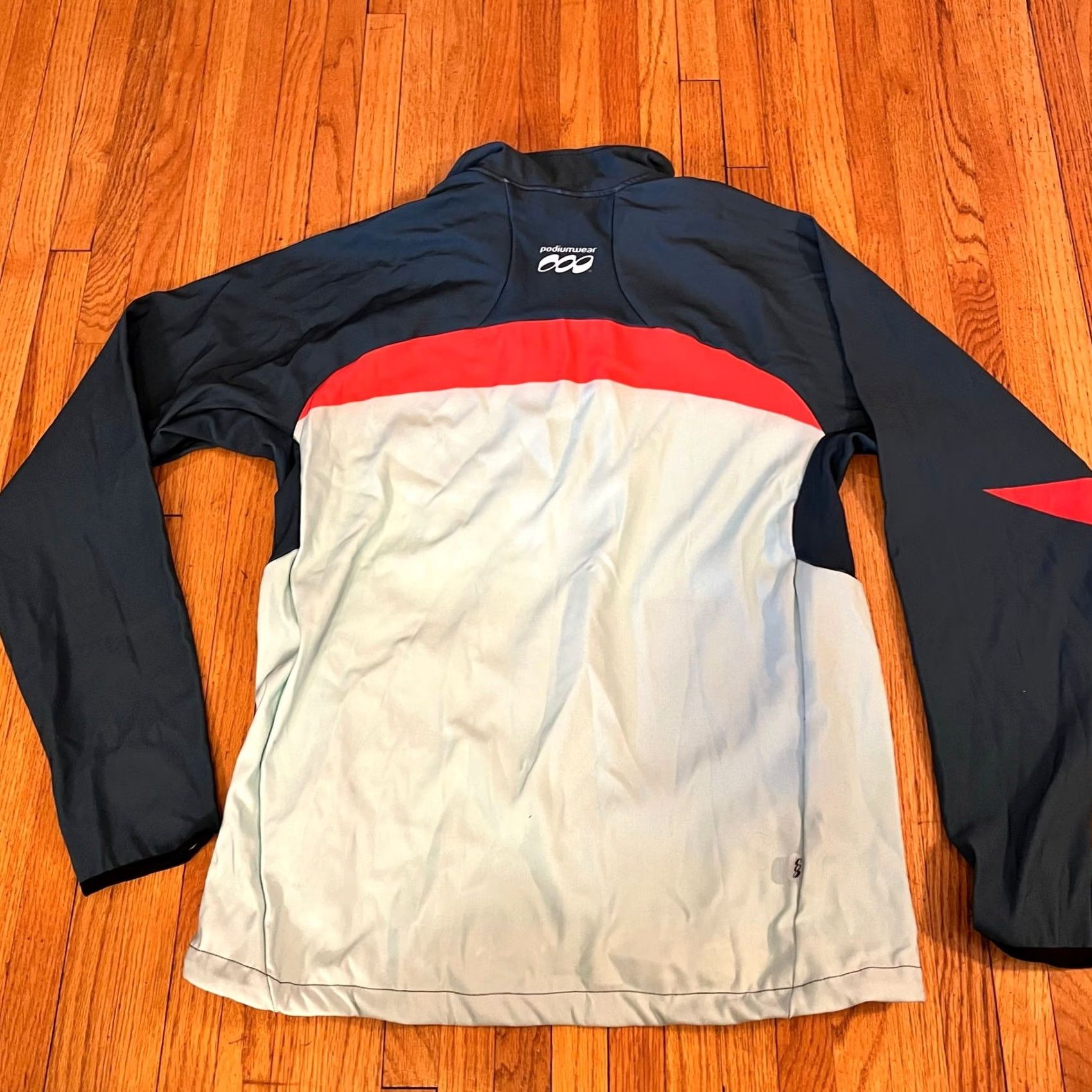 Vintage Podium Wear Jacket Unisex Adults XXL Zip Performance Green Gray Running Coat Track Jacket Regular Polyester Size XXL / US 16-18 / IT 52-54 - 3 Thumbnail