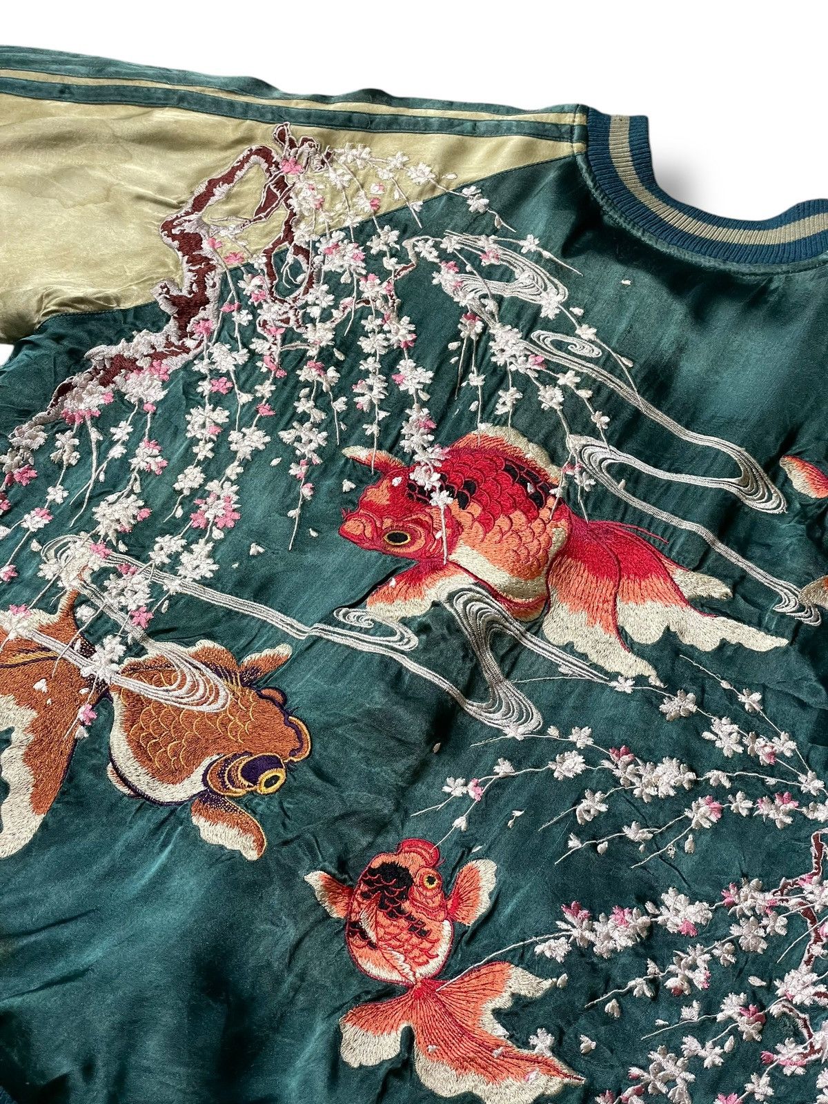Vintage Japanese Classic Script Goldfish Embroidered Sukajan (105) Size US XL / EU 56 / 4 - 11 Thumbnail