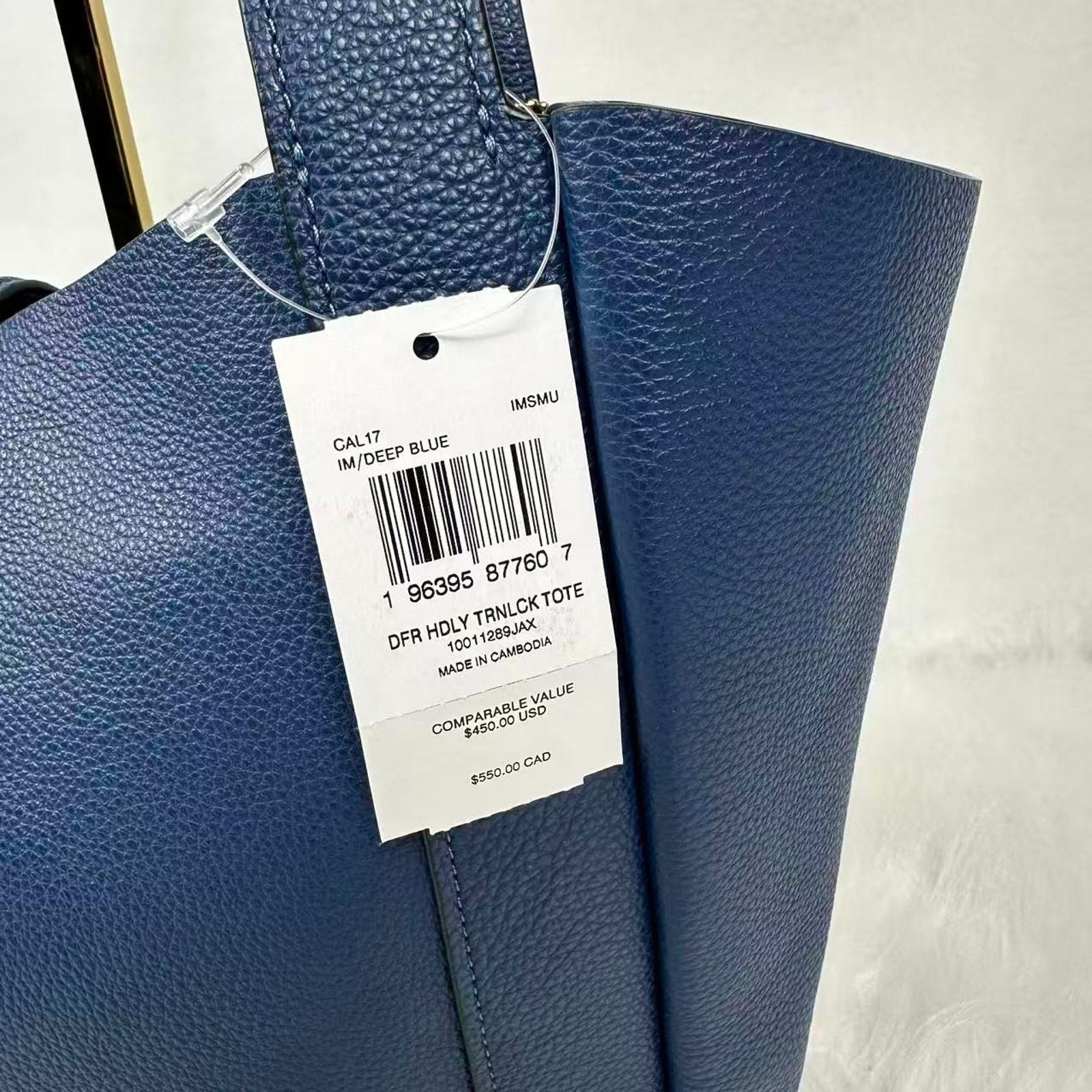 Coach Coach Hadley Turnlock Tote Bag Leather/Gold/Deep Blue CAL17 Size ONE SIZE - 6 Thumbnail