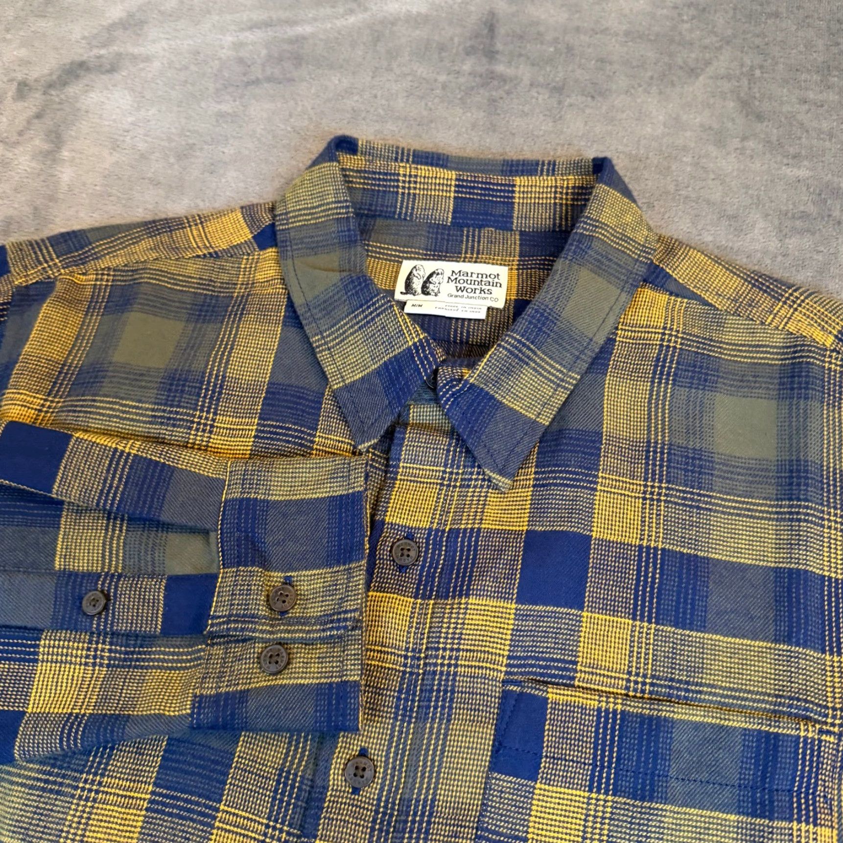 Marmot Marmot Fairfax Novelty Lightweight Flannel Shirt Mens M Navy Yellow Plaid Casual Outdoors Size US M / EU 48-50 / 2 - 4 Thumbnail