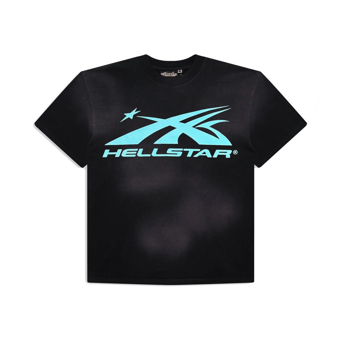 image of Medium / M Hellstar Classic Logo T-Shirt Black Aqua Blue F&f, Men's