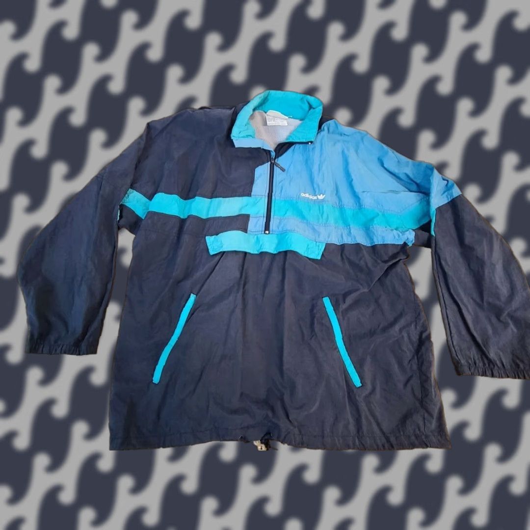 Adidas VINTAGE Adidas 1/2 Zip Pullover Windbreaker Jacket Kangaroo Pouch Men’s Large Blue Striped Nylon Windbreaker Jacket Men L Size US L / EU 52-54 / 3 - 1 Thumbnail