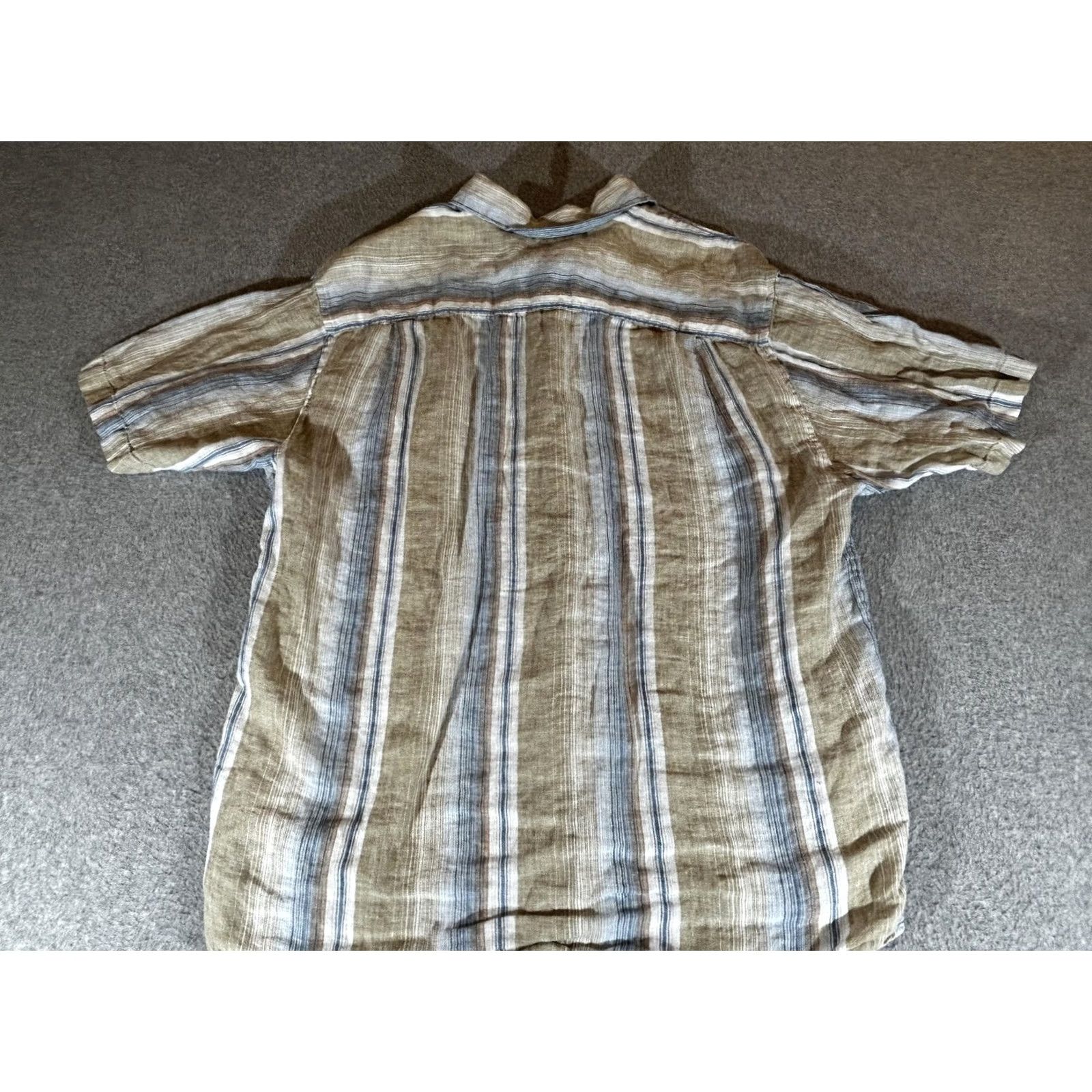 Tommy Bahama Tommy Bahama Shirt Mens Large Linen Stripe Short Sleeve Button Camp Casual Beach Mens L Multicolor Stripe Linen Button-Up Beach Shirt Size US L / EU 52-54 / 3 - 8 Thumbnail