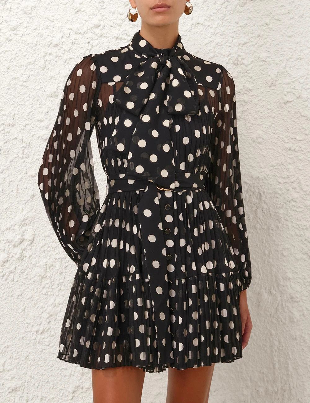 Zimmermann oc11z0226 Pussybow Mini Dress In Black/White Size M / US 6-8 / IT 42-44 - 2 Thumbnail