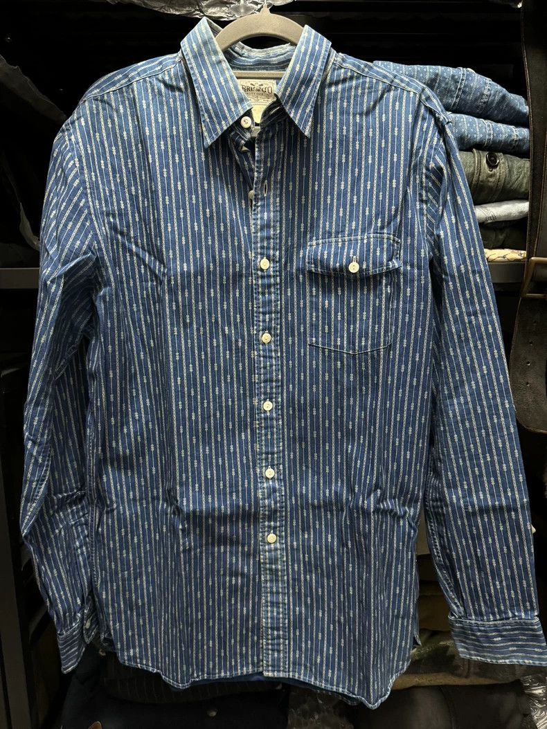 トップス RRL plaid-print jersey popover shirt RRL Plaid-Print Jersey Popover Workshirt Navy/Blue | Cultizm