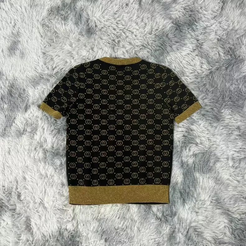 Gucci Gucci GG cotton gold and silver silk short sleeves Size S / US 4 / IT 40 - 3 Thumbnail