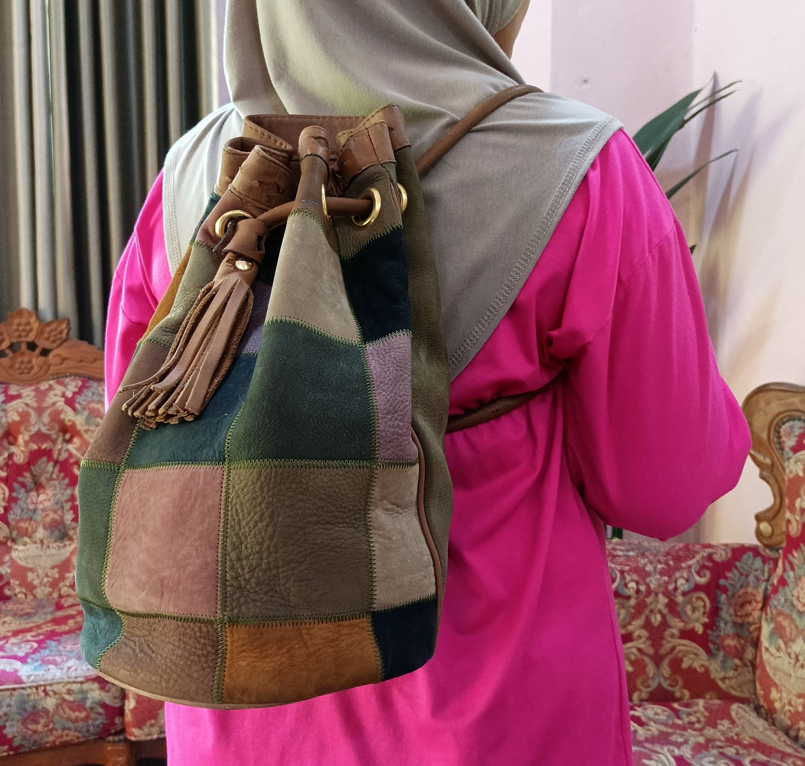 Vintage 🔥FINAL DROP🔥Tre Amore Leather Patchwork Western Bucket Bag Size ONE SIZE - 3 Thumbnail
