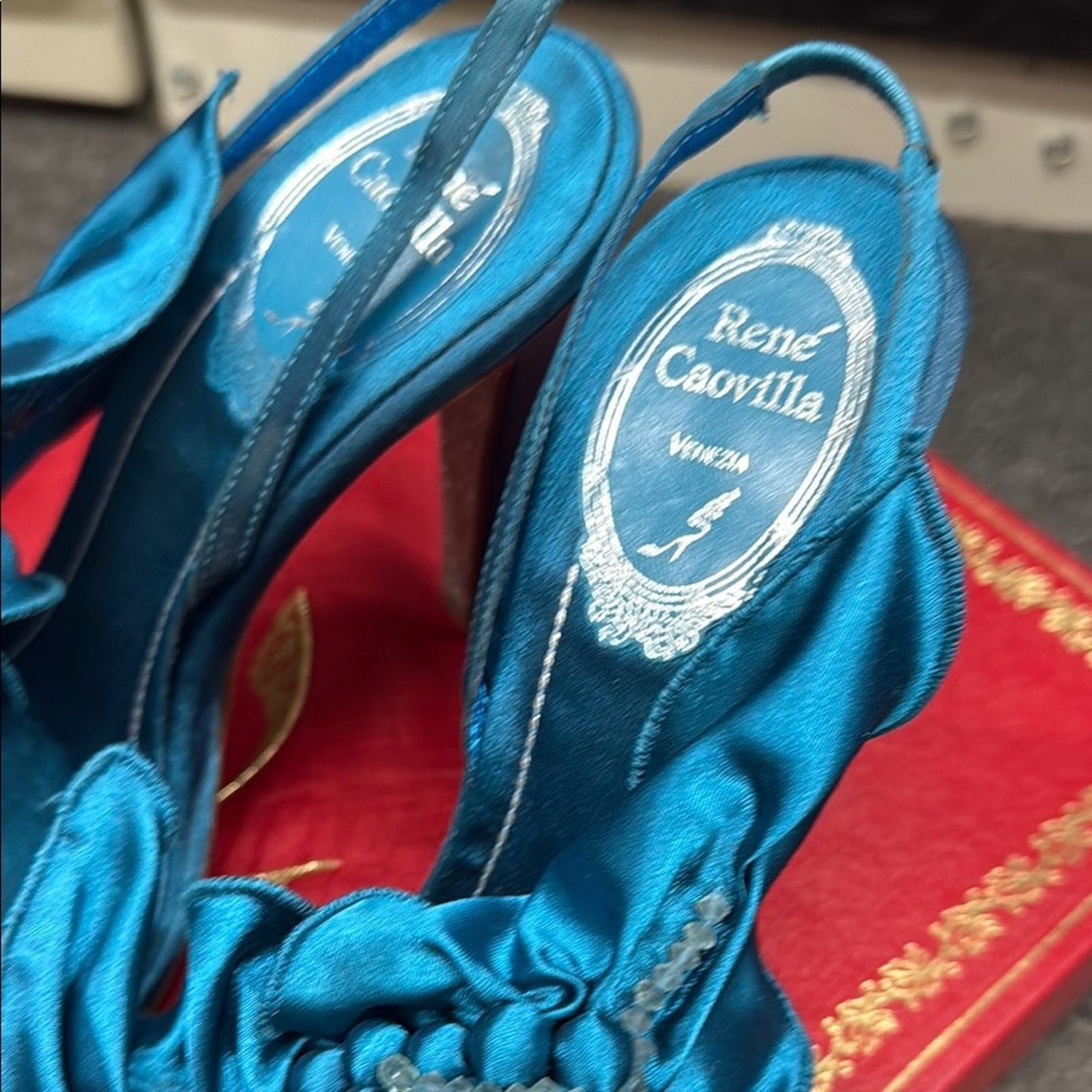 Rene Caovilla NWT Rene Caovilla Blue Satin Women's Shoes Size 37 US 7 Size US 7 / IT 37 - 4 Thumbnail
