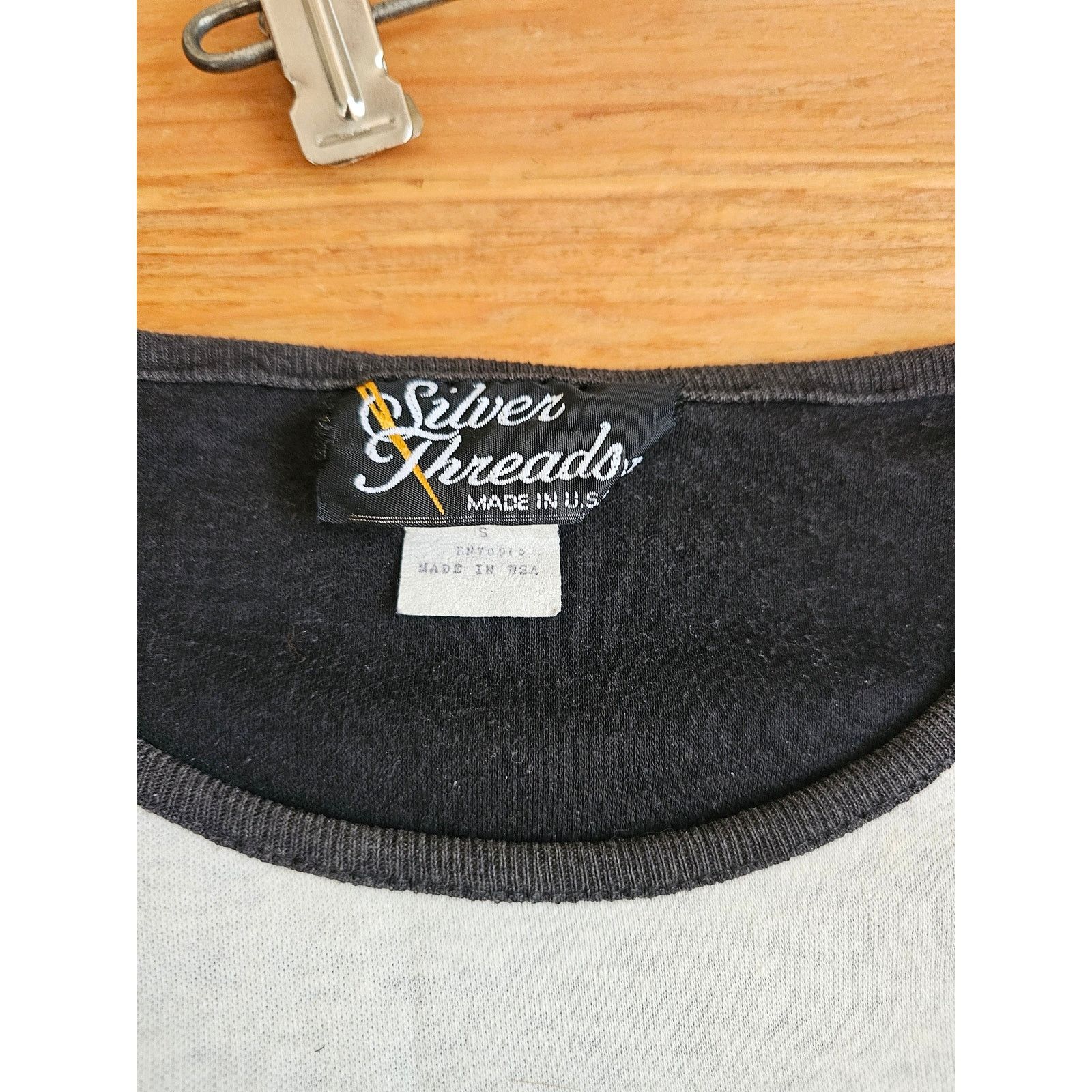 Other Silver Threads Applique Flower Black Shirt Womens S 1980s Size S / US 4 / IT 40 - 4 Thumbnail