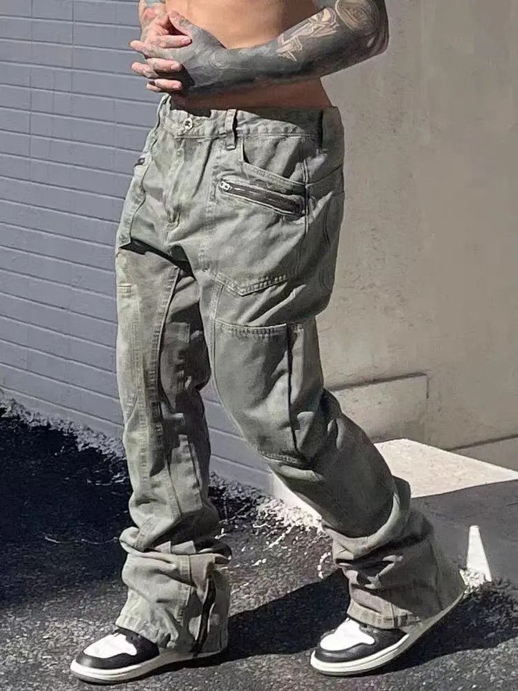 Designer × Japanese Brand Retro Dark Green Heavy Straight Jeans Size US 33 - 2 Thumbnail