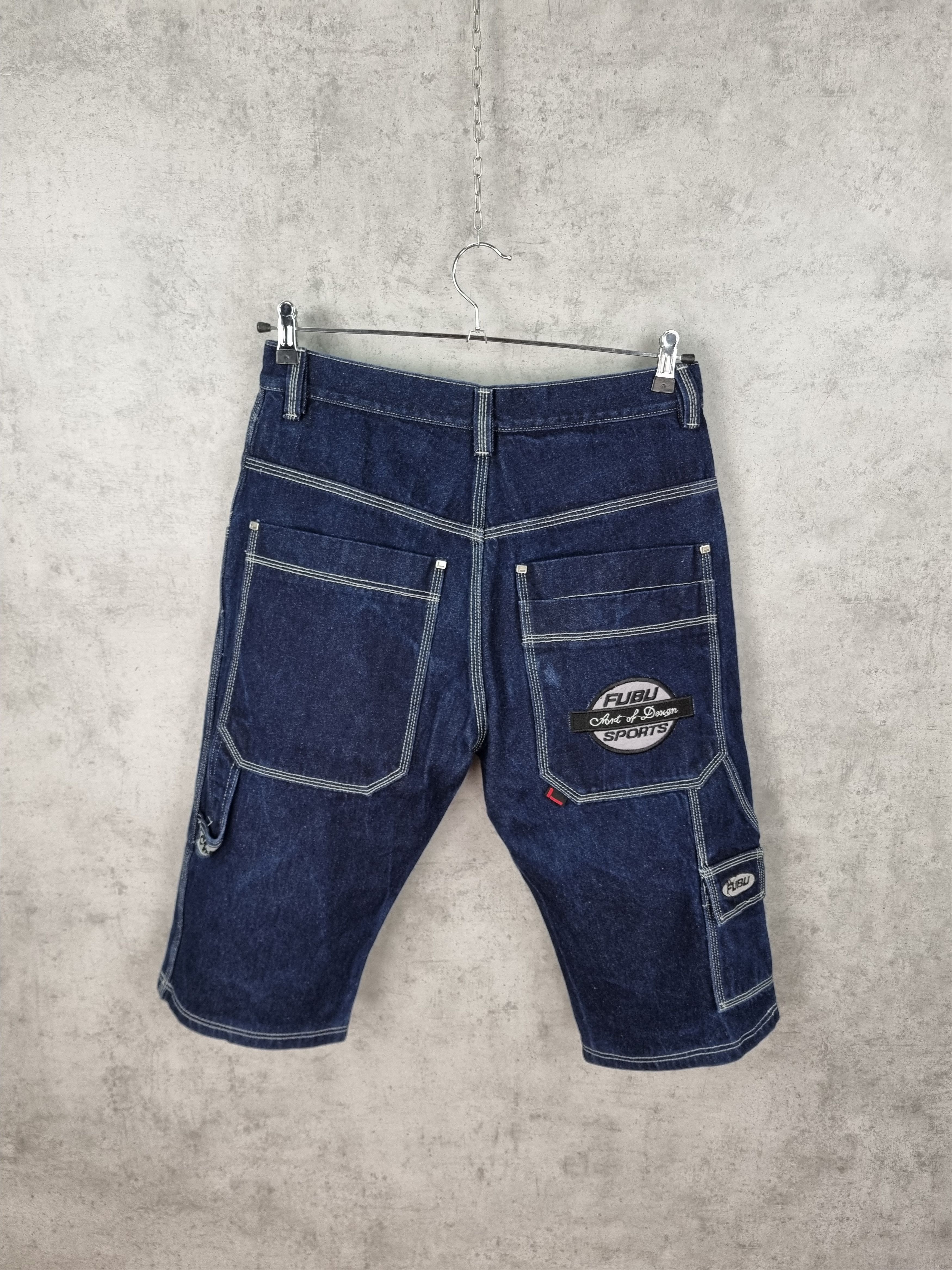 Fubu Fubu Raw Denim Carpenter Rap Hiphop Shorts Size US 34 / EU 50 - 2 Thumbnail