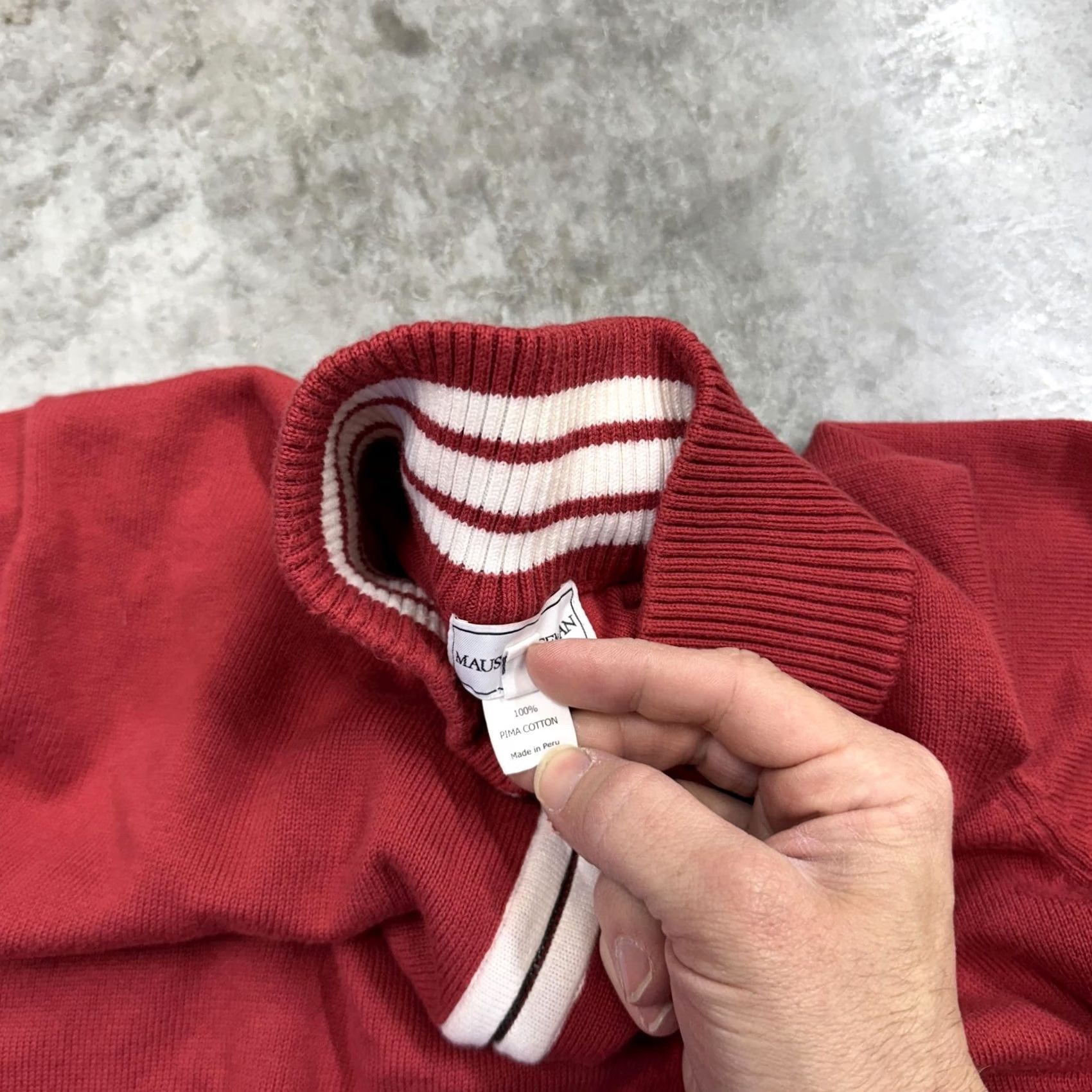 Vintage Maus & Hoffman Sweater Mens Medium Red Quarter Zip Pima Cotton Mock Neck Size US M / EU 48-50 / 2 - 3 Thumbnail