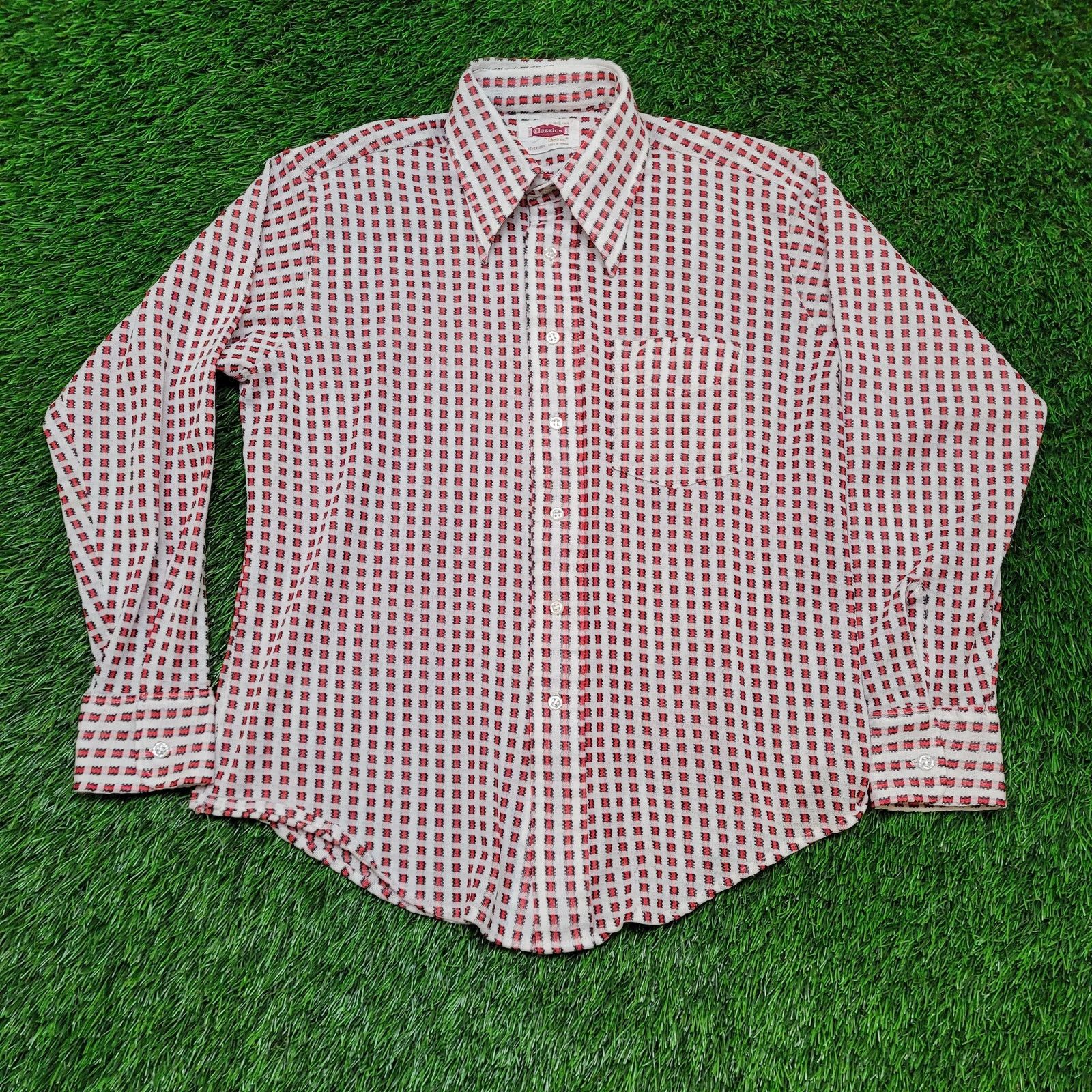 Vintage VTG 70s Campus Dagger Collar Disco Shirt M 16 Geometric Size US M / EU 48-50 / 2 - 1 Thumbnail