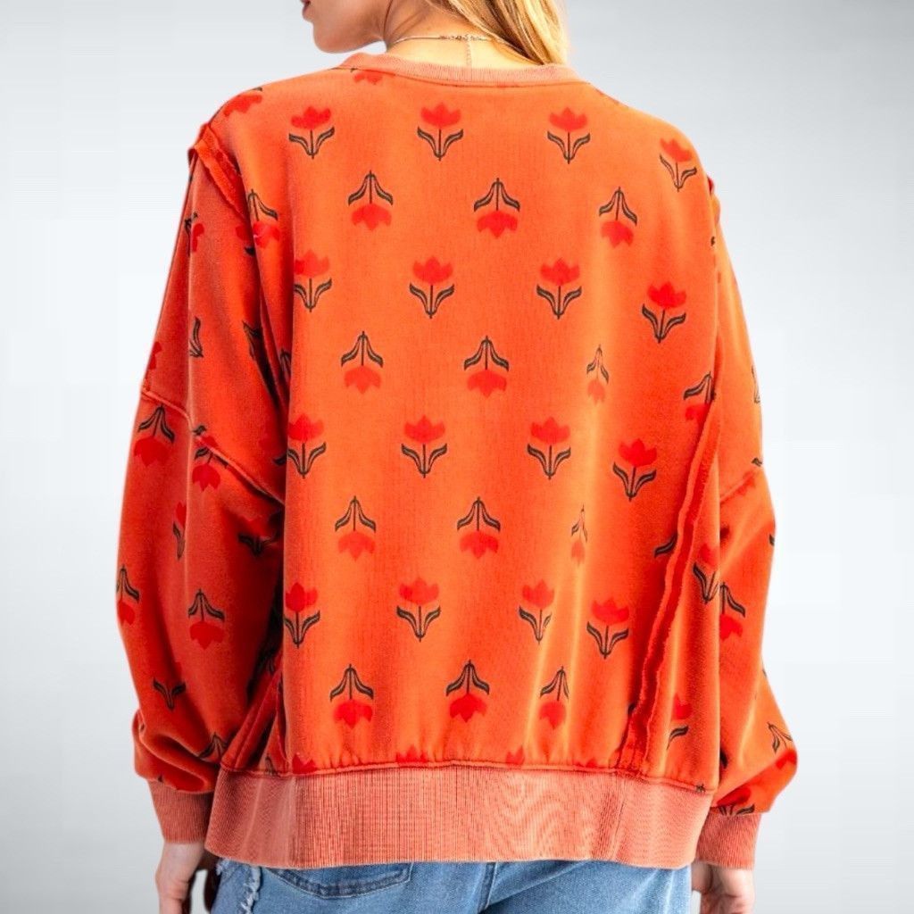 Other Easel Vintage Floral Print Sweatshirt in Boho Red Size S Size S / US 4 / IT 40 - 2 Thumbnail