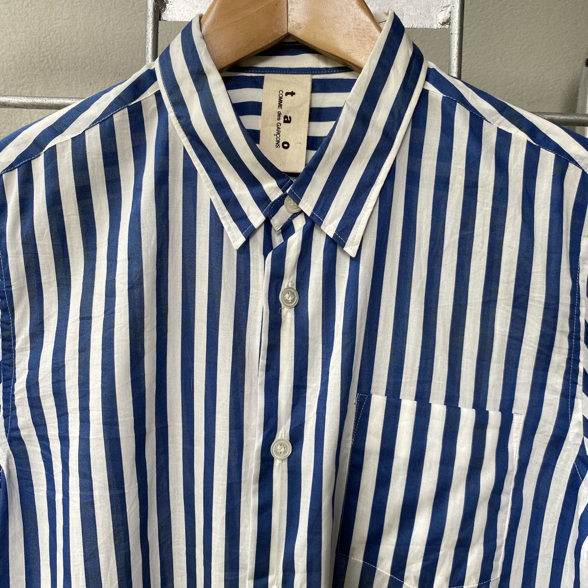 Comme des Garcons COMME des GARCONS TAO Blue & White Stripe Shirt Size S / US 4 / IT 40 - 14 Thumbnail