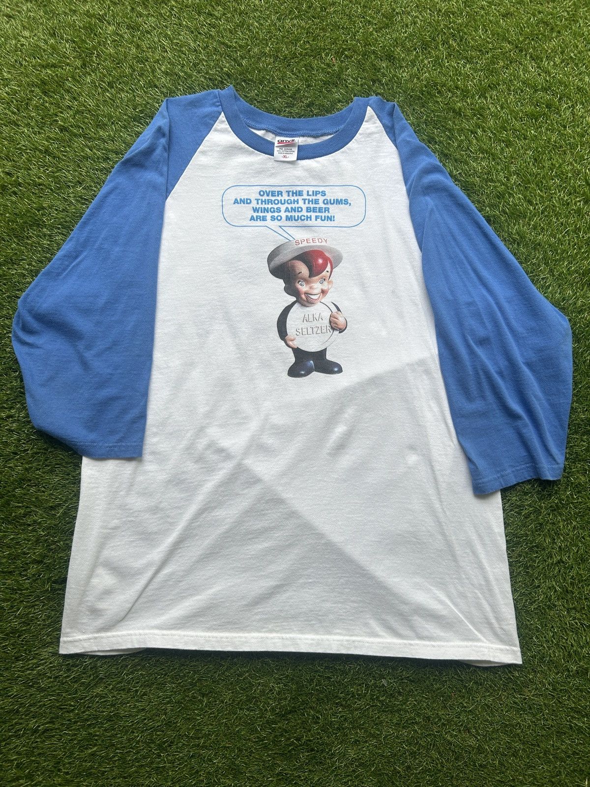 Vintage Vintage 90’s Alka-Seltzer Speedy Mascot Raglan Baseball Tee Size US XL / EU 56 / 4 - 1 Thumbnail