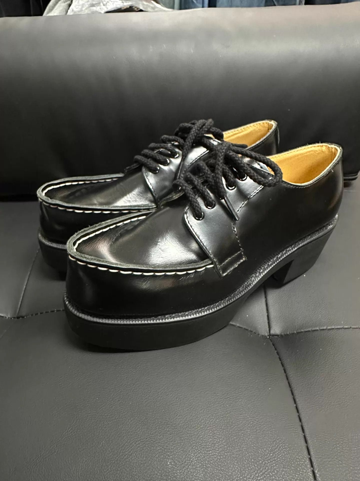 Yohji Yamamoto Yohji Yamamoto 1995AW Femme Platform Toe Cap Leather 36 Size US 5.5 / IT 35.5 - 1 Thumbnail
