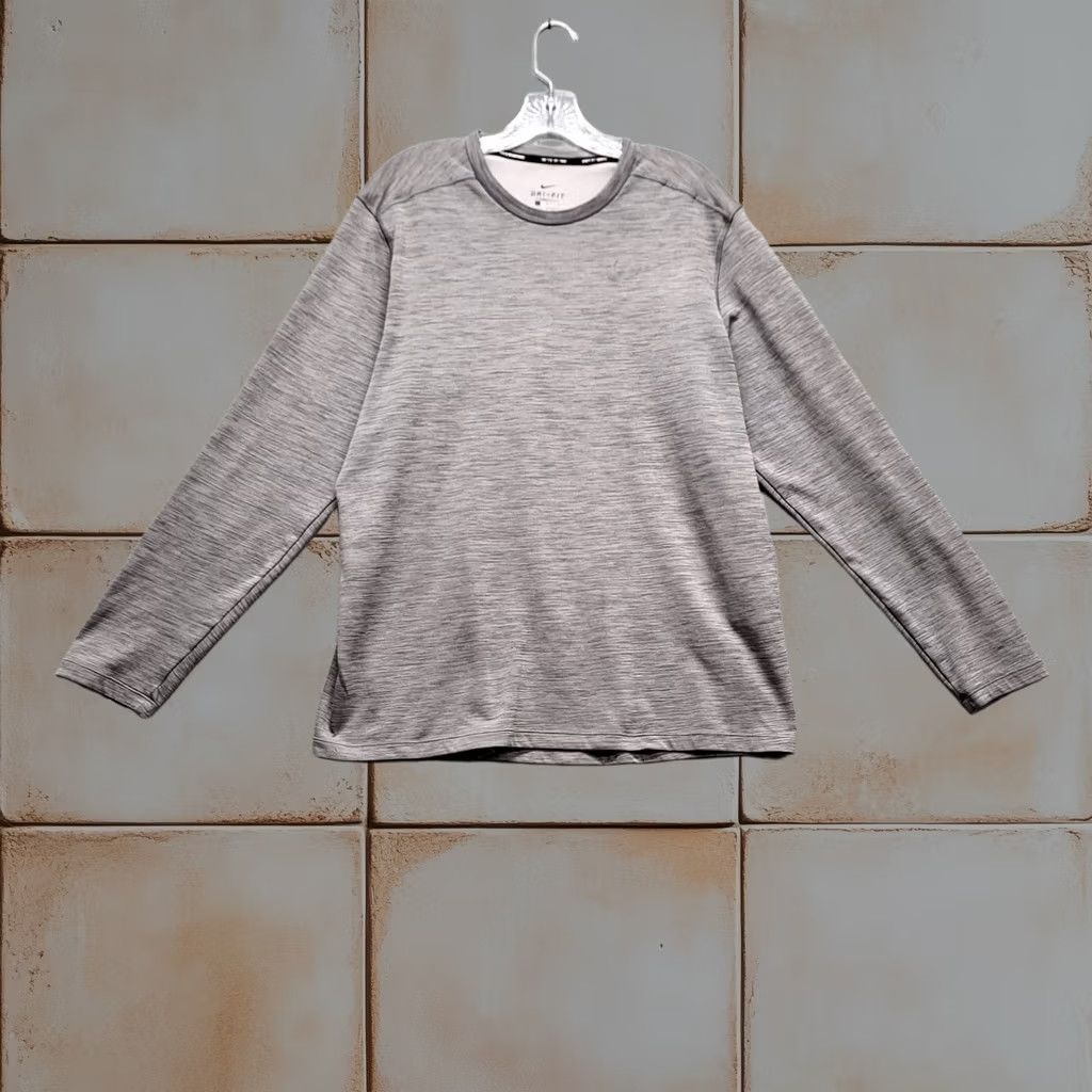 Nike Sweatshirt Gray L Long Sleeve Dri-Fit Activewear Mens, Men's