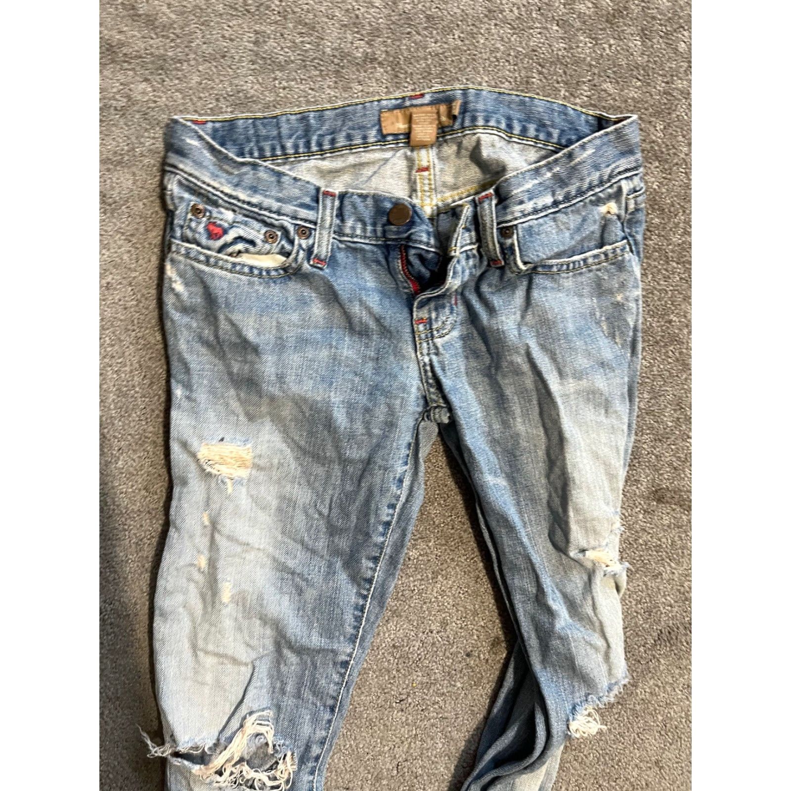Abercrombie & Fitch VINTAGE Abercrombie & Fitch Jeans Capri Blue 00R Cropped 100% Cotton Distressed Size 24" / US 00 / IT 34 - 3 Thumbnail