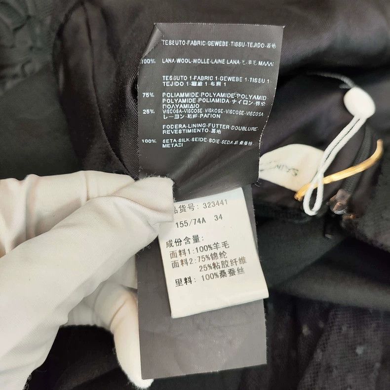 Saint Laurent Paris Saint Laurent Paris Black Wool Dress with Sheer Sleeves-25 Size US 34 / EU 50 - 5 Thumbnail
