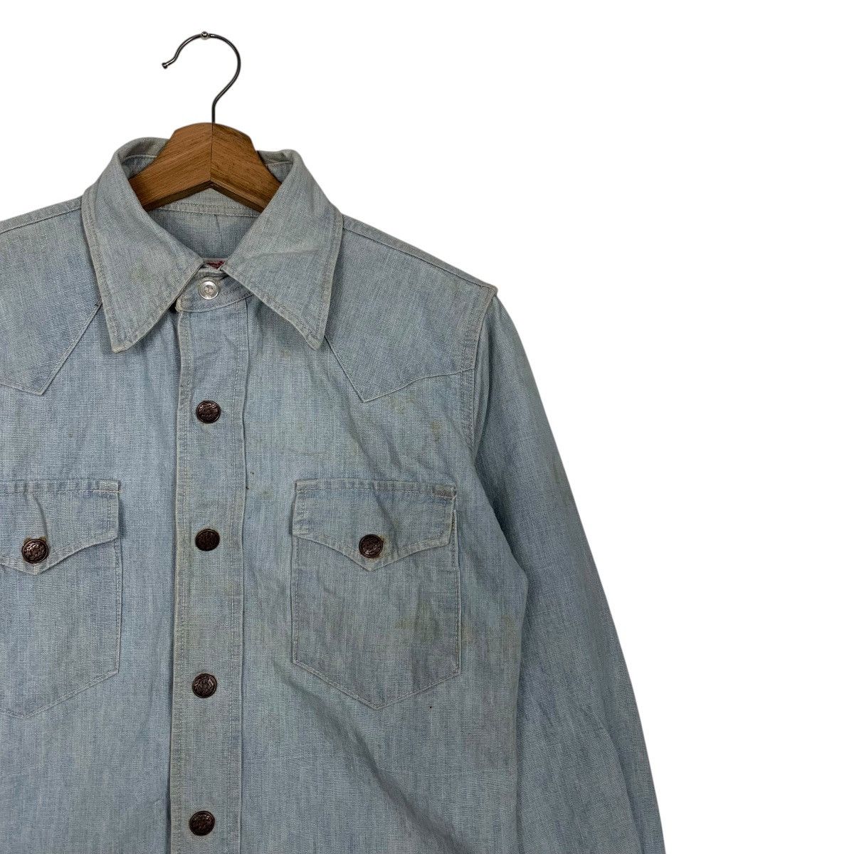 Japanese Brand Vintage 90's DOMINGO Denim Shirt #2925-C132 Size US M / EU 48-50 / 2 - 5 Thumbnail