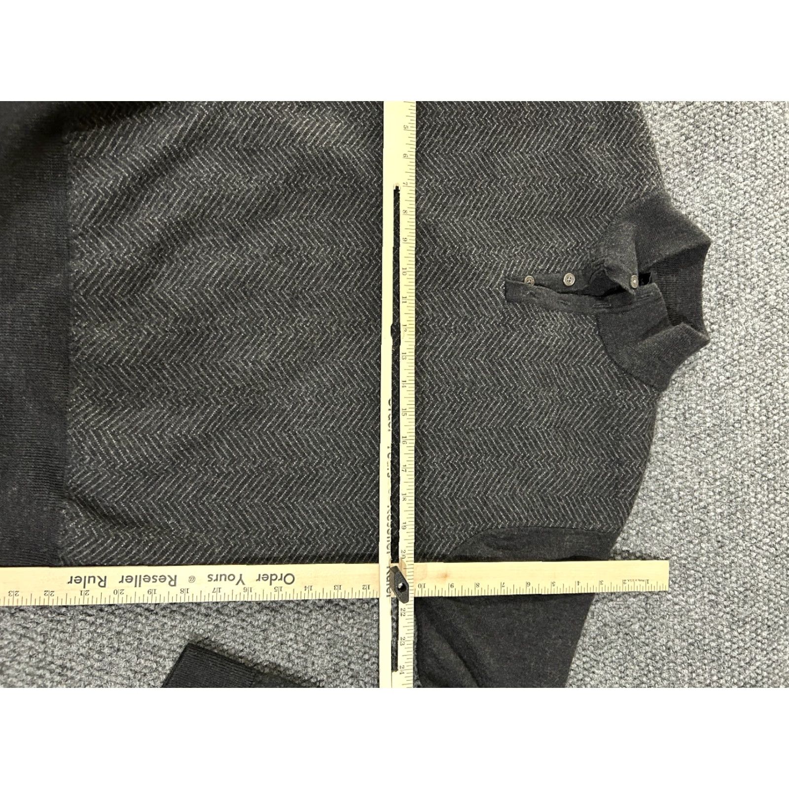 Vintage Mario Gilberti Sweater Mens 2XL Charcoal Gray Merino Wool Herringbone Mock Neck Pullover Zipper Logo Knit Wool Knitwear Size US XXL / EU 58 / 5 - 3 Thumbnail
