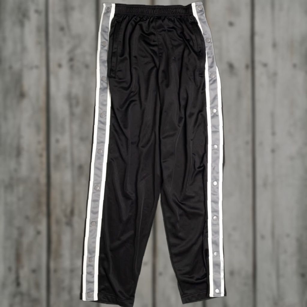 X-LARGE VINTAGE X-Large Black Track Pants Snap Buttons Striped Sides Mens Size US 36 / EU 52 - 1 Thumbnail
