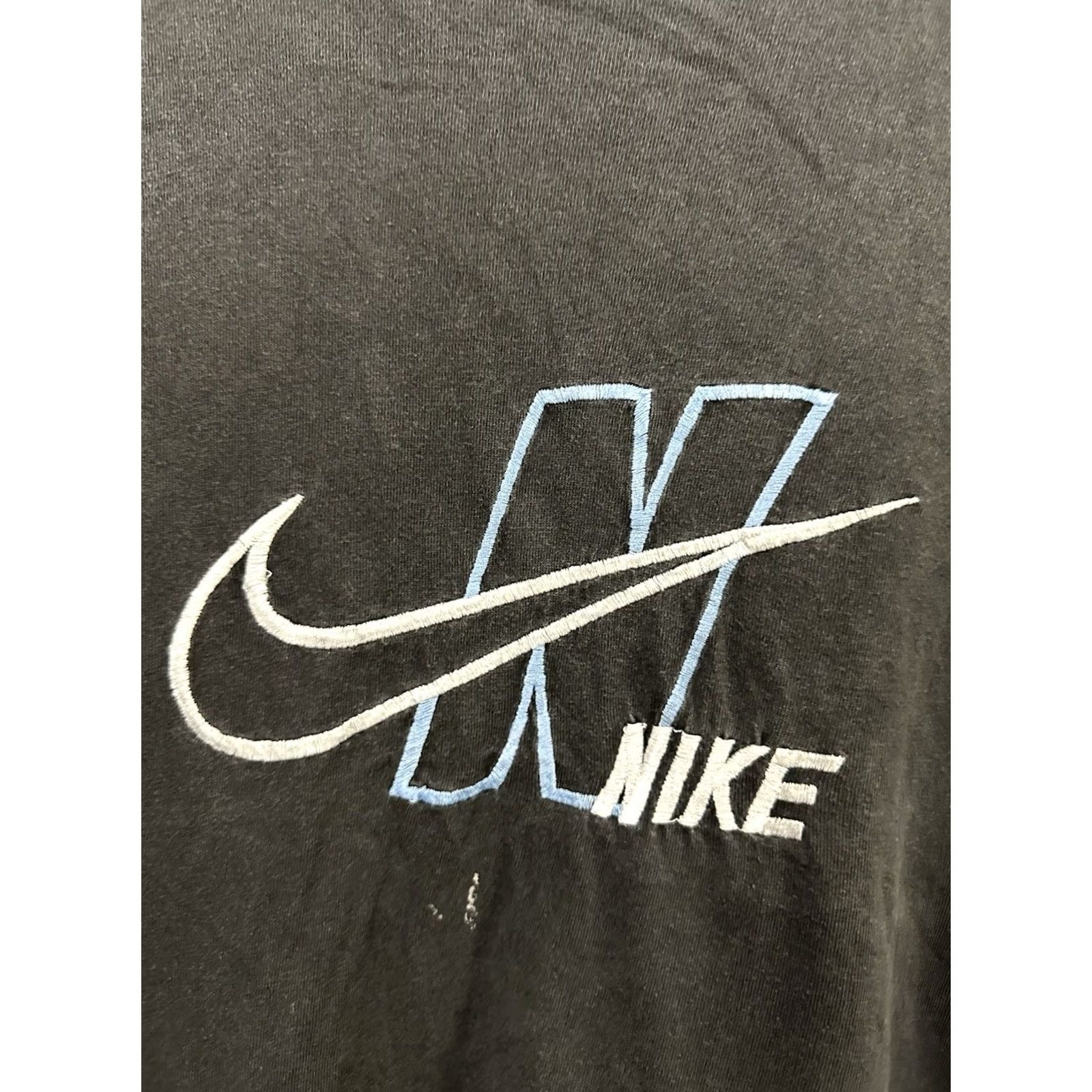 Nike VTG 90s Nike Swoosh Spellout Embroidered Faded Worn Cotton T-Shirt XL Black Mens Size US XL / EU 56 / 4 - 6 Thumbnail