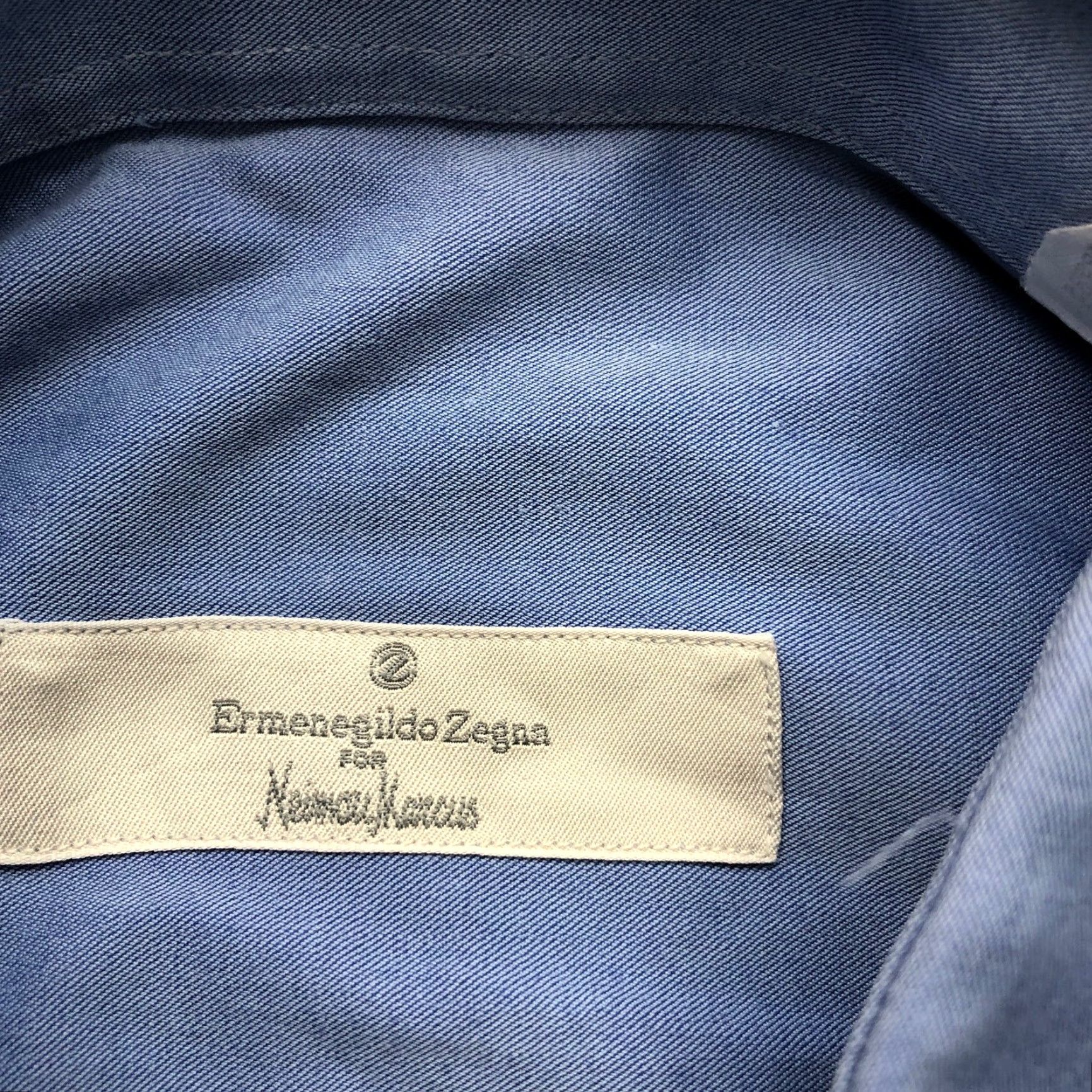 Ermenegildo Zegna Ermenegildo Zegna Button-Down Dress Shirt Mens XL Long Sleeve Blue Size 46R - 4 Thumbnail