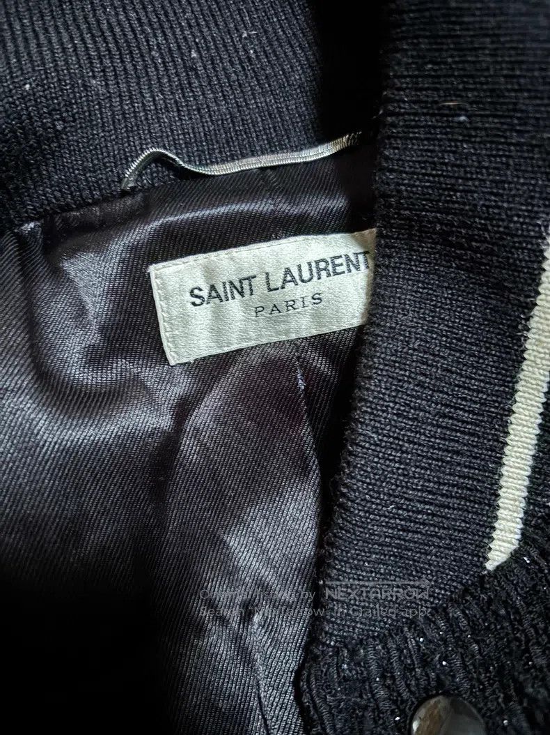 Saint Laurent Paris Saint Laurent Paris Black Samurai Sparkle Baseball Jacket Size US S / EU 44-46 / 1 - 7 Thumbnail