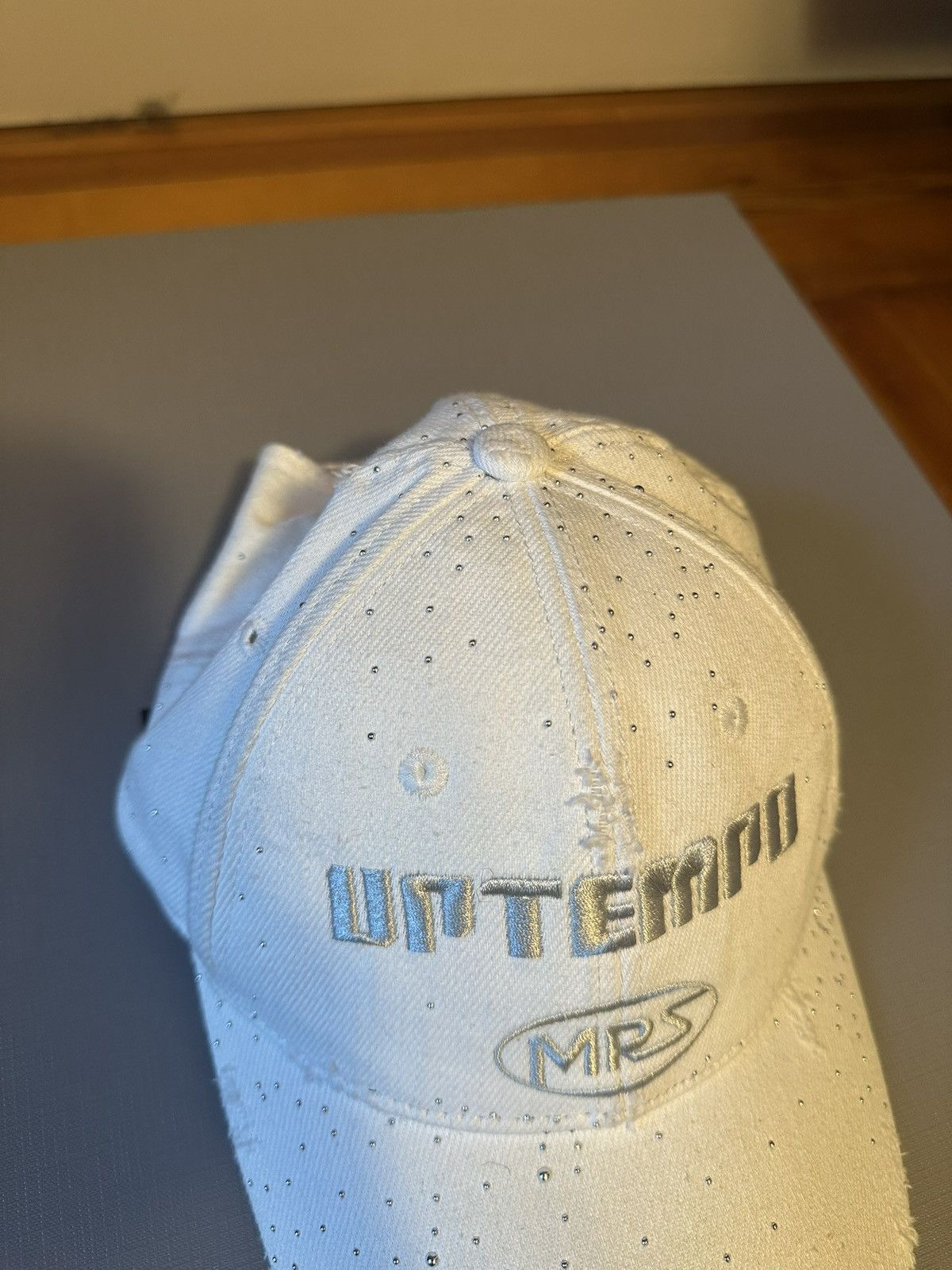 Martine Rose SS/24 Runway Studded MR Logo Distressed Hat Size ONE SIZE - 5 Thumbnail