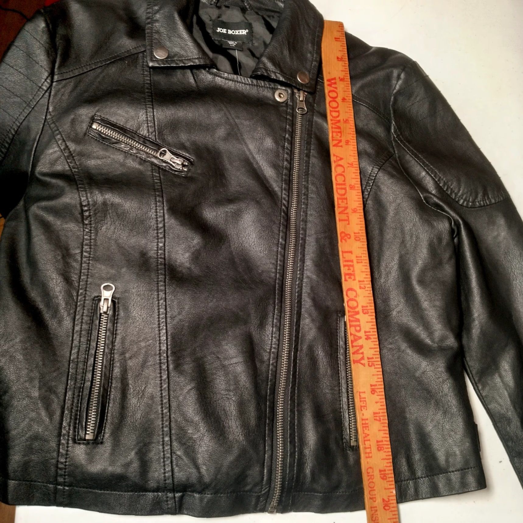 Joe Boxer Joe Boxer Faux Leather Moto Jacket Women Large Black Short Biker Motorcycle Zip Size 36" / US 14 / IT 50 - 5 Thumbnail