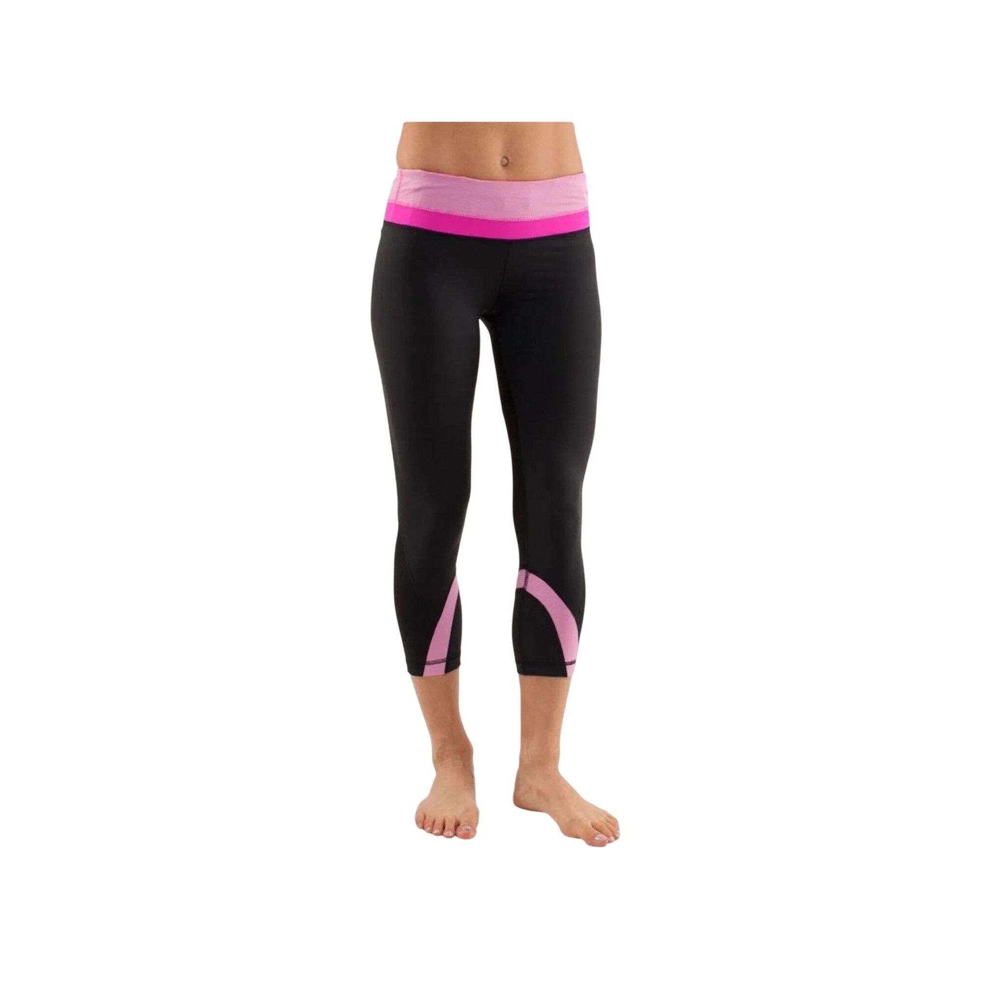 Lululemon Lululemon Run Inspire Crop II Leggings Wee Stripe Black Pink Size 25" / US 0 / IT 36 - 3 Thumbnail