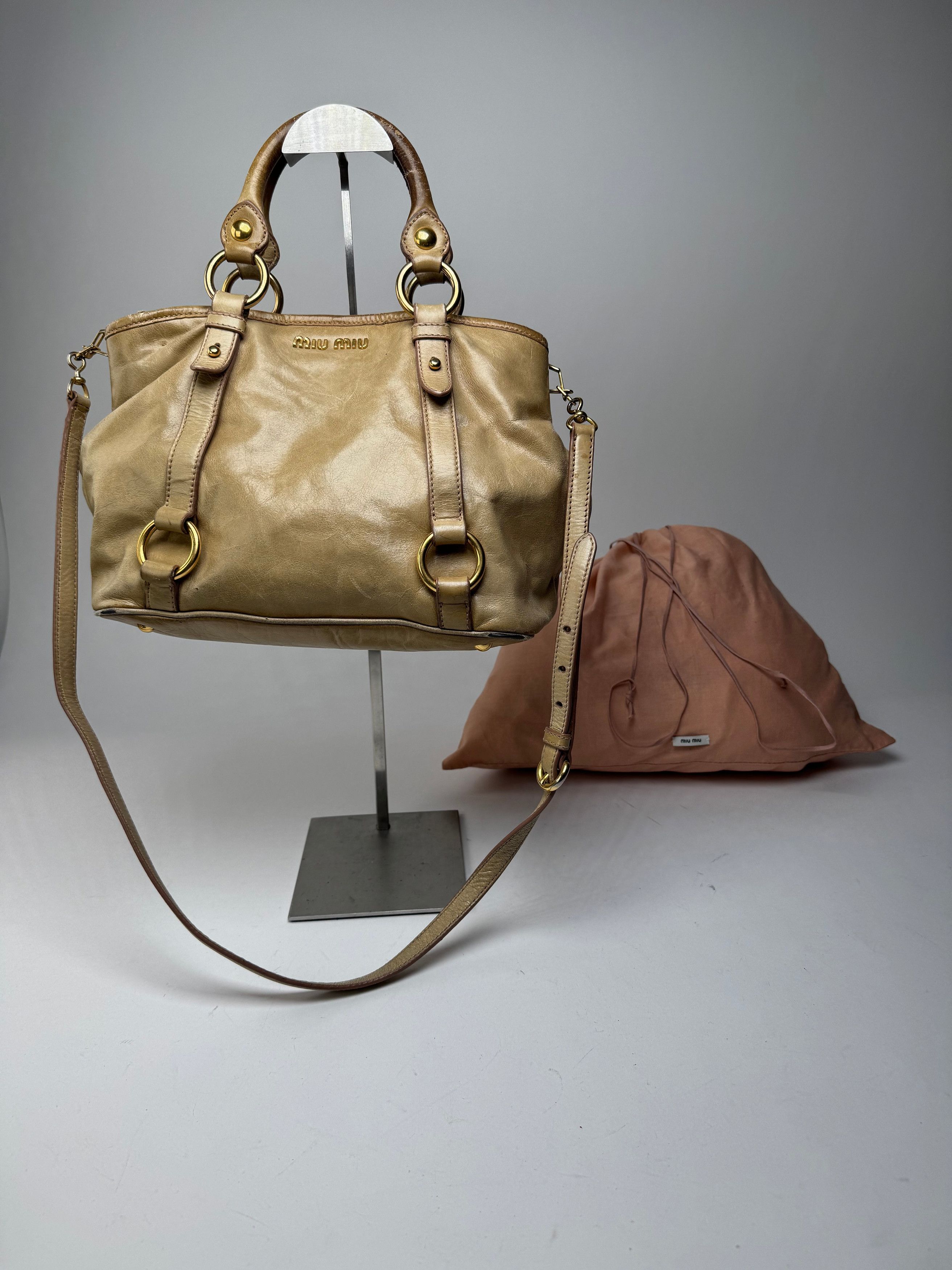 Miu Miu Vintage 2Way Leather Habdbag Gold Size ONE SIZE - 1 Thumbnail