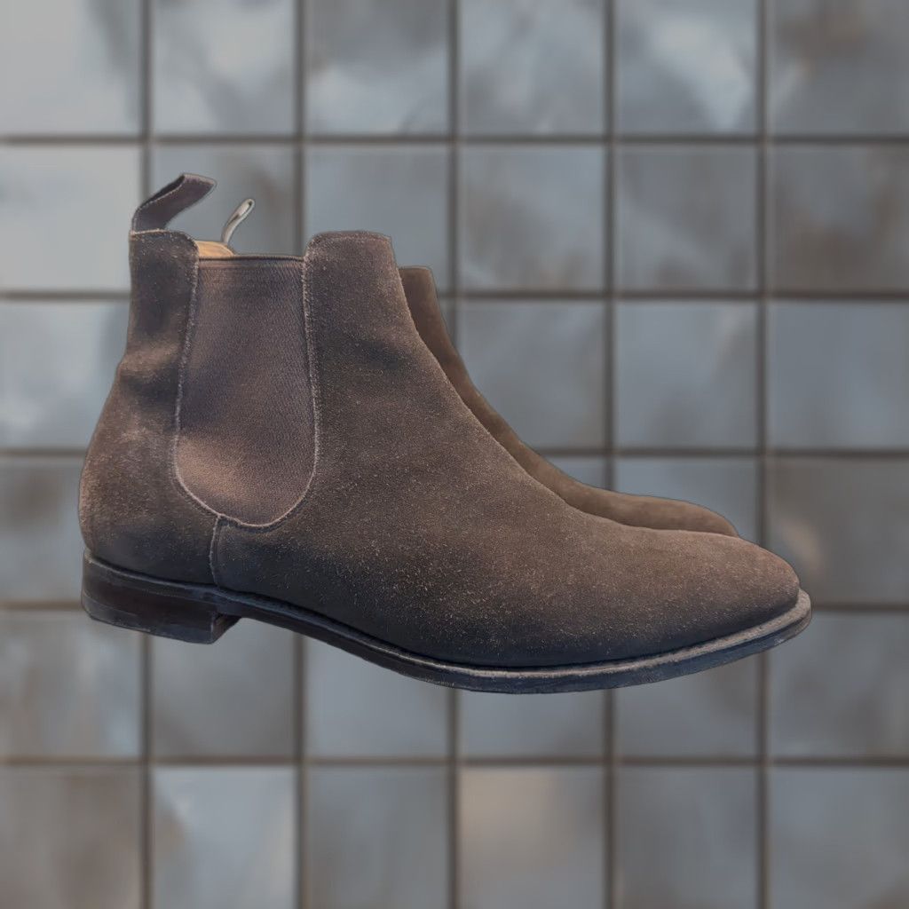 Church's Church's Beijing Mens Dark Brown Suede Chelsea Boots Leather Lined Leather Sole Brown Almond Toe UK 11 US 12 Vintage? (no) Size US 11 / EU 44 - 1 Thumbnail
