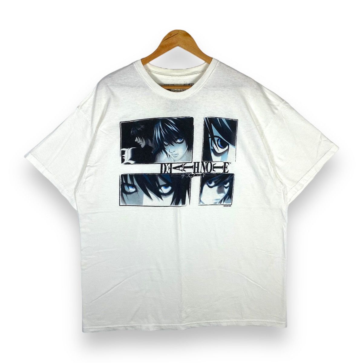 image of Anima x Cartoon Network Vintage 00's Death Note "l Lawliet" Anime Tee in White, Men's (Size 2XL)